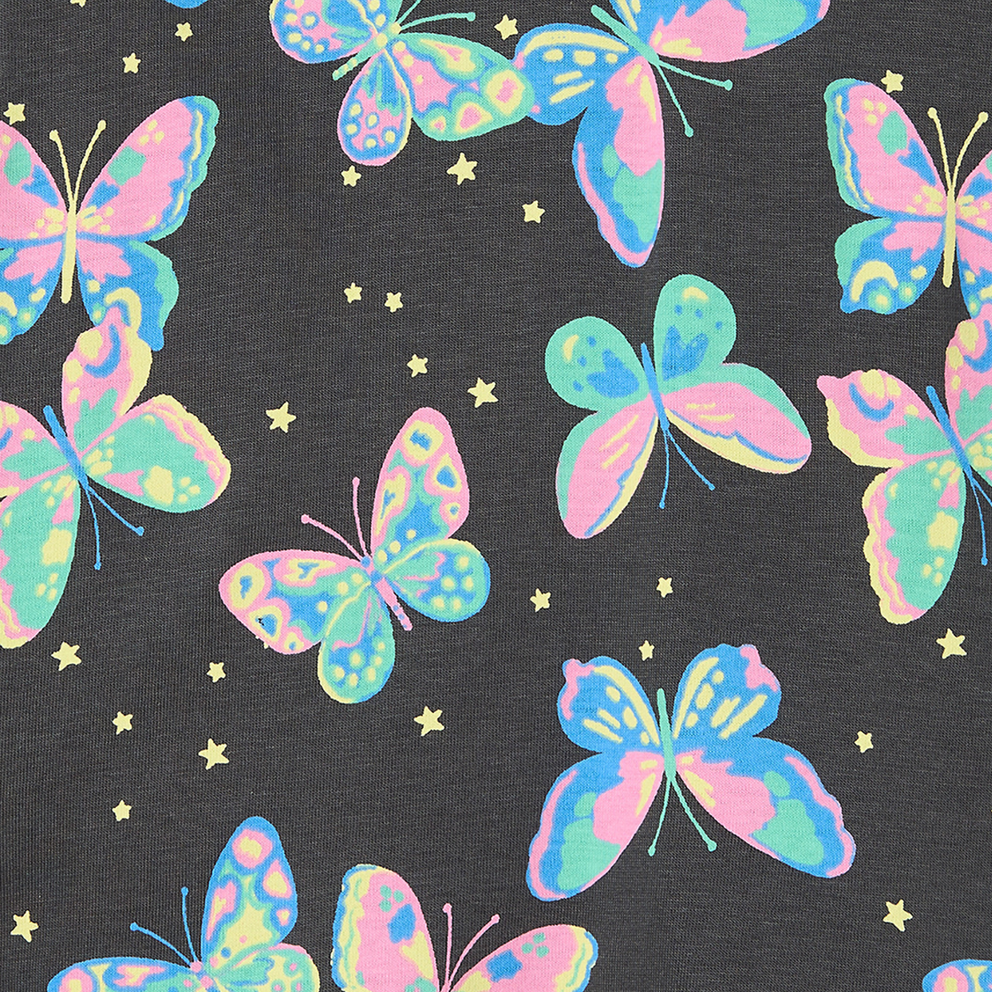 Juniors Cotton Crew Neck Long Sleeves Pyjama Set with Butterfly Print-girls-clothing-nightwear-image-7