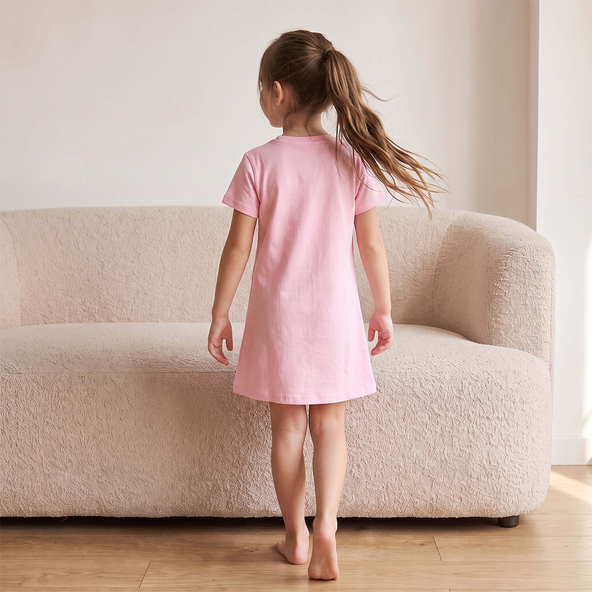 Pack of 2 Juniors Cotton Crew Neck Short Sleeves Night Dress with Macaron Print-girls-clothing-nightwear-image-6