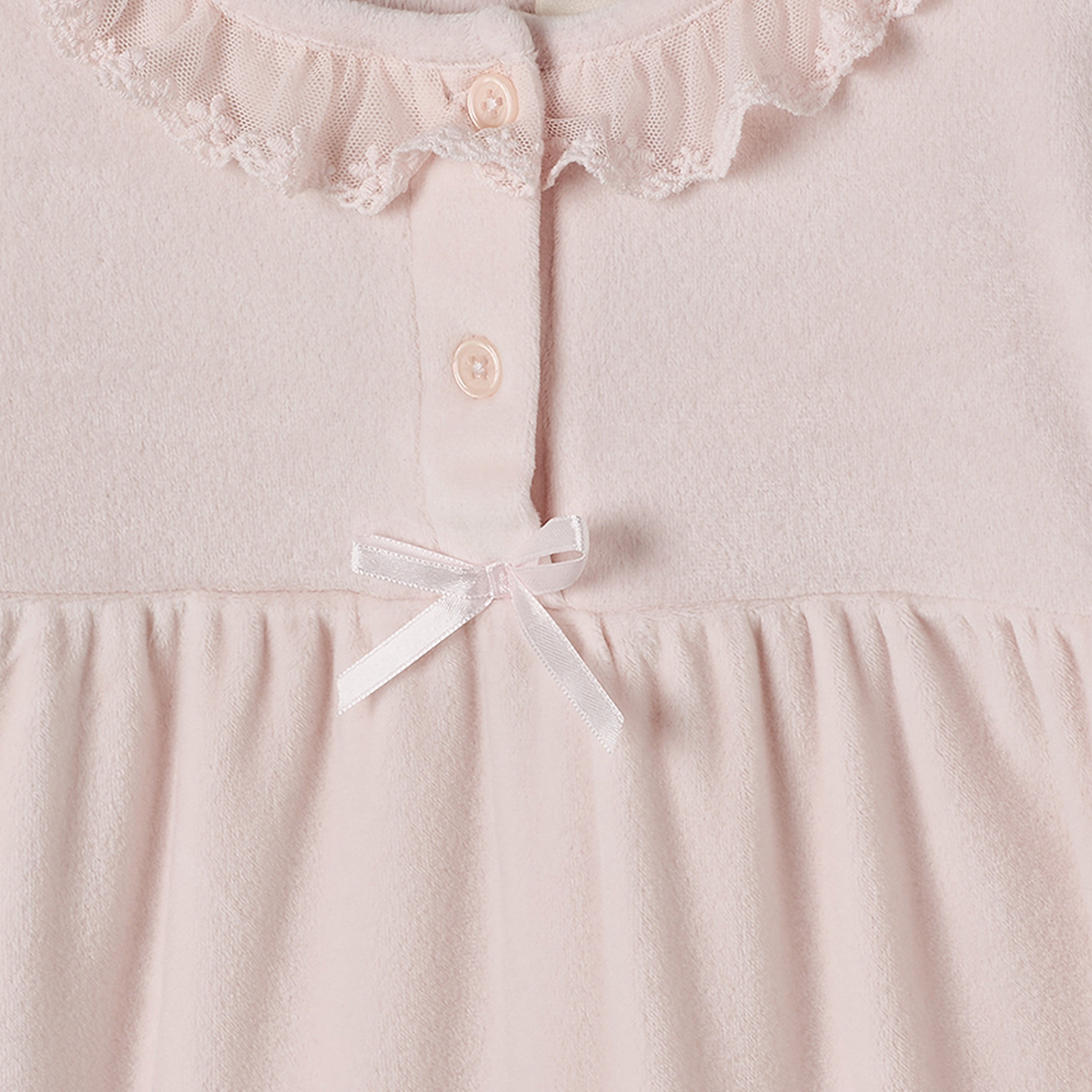 Juniors Round Neck Long Sleeves Nightdress with Lace Trim-girls-clothing-nightwear-image-3
