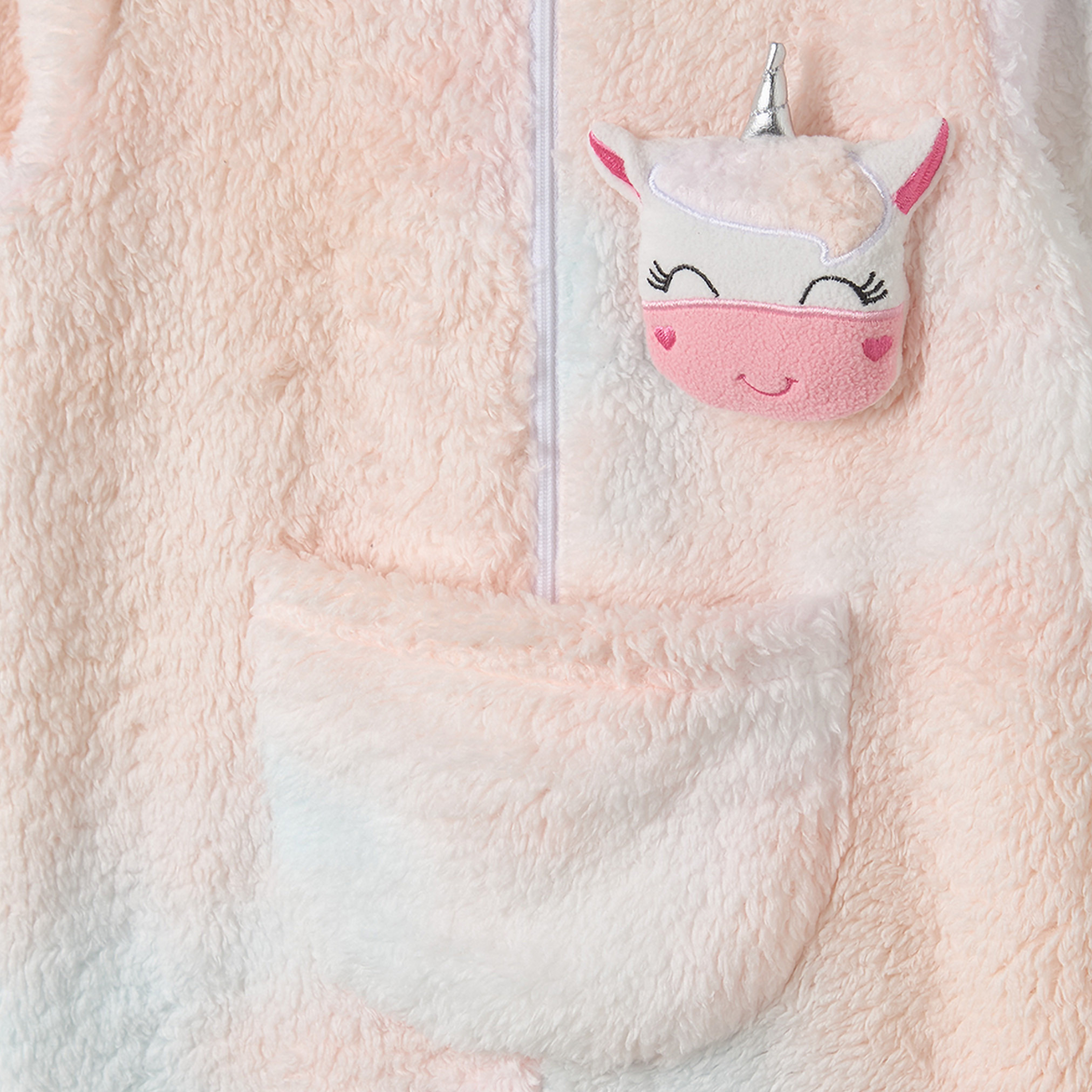 Juniors Hooded Long Sleeves Sleepsuit with Unicorn Applique-baby-girls-clothing-nightwear-sleepsuits-image-4