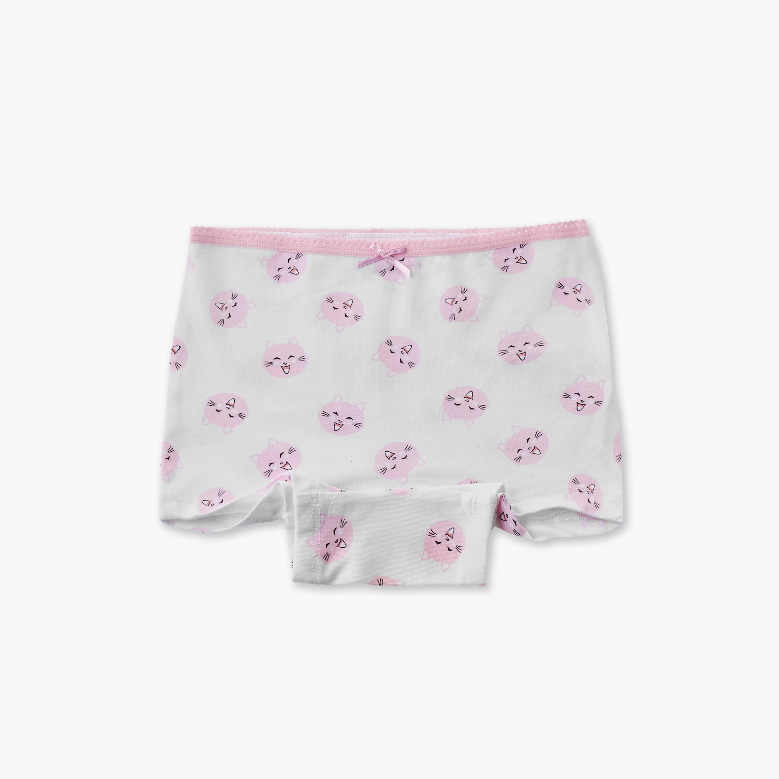 Pack of 5 Juniors Boxer Briefs with Cat Print-girls-clothing-innerwear-panties-image-4