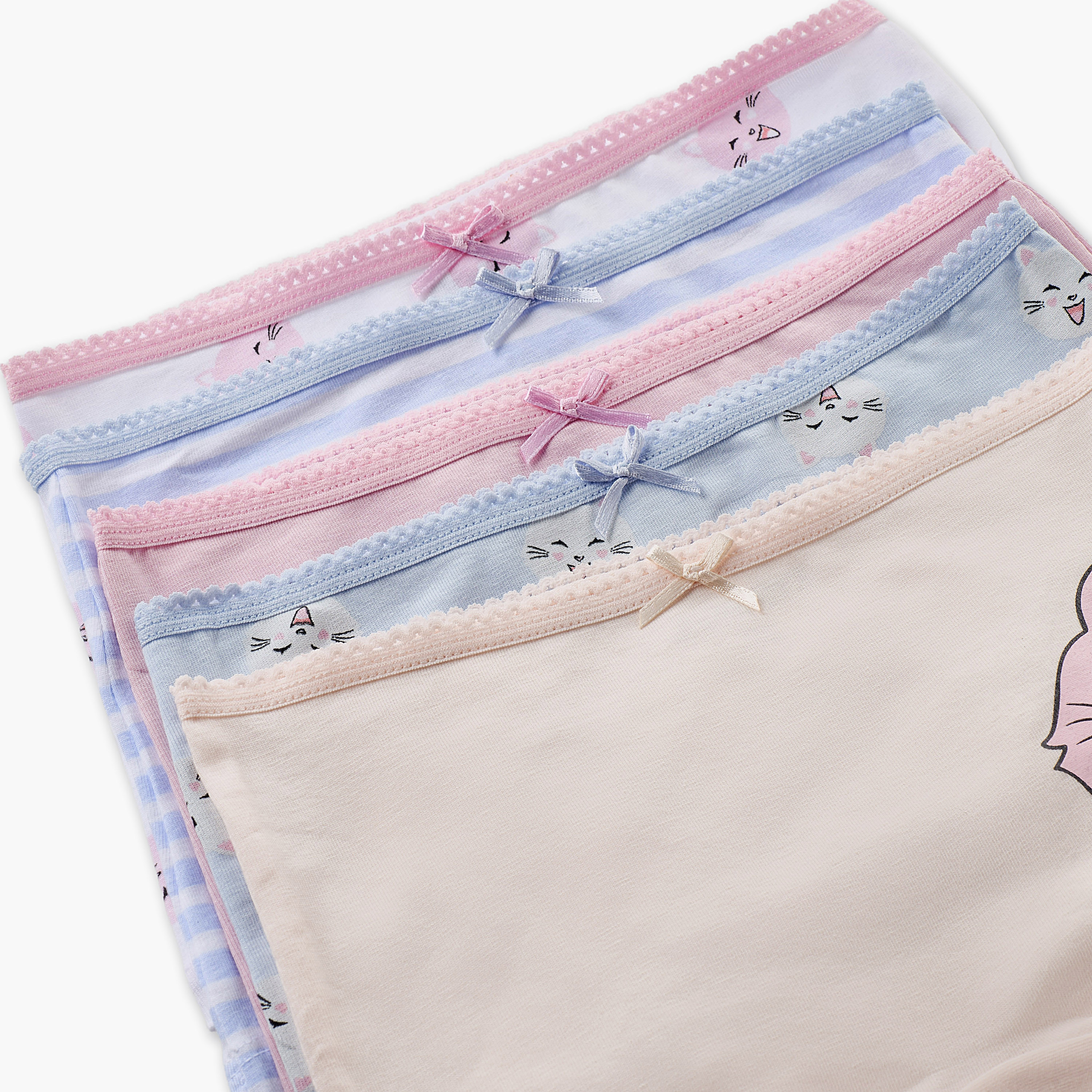 Pack of 5 Juniors Boxer Briefs with Cat Print-girls-clothing-innerwear-panties-image-7