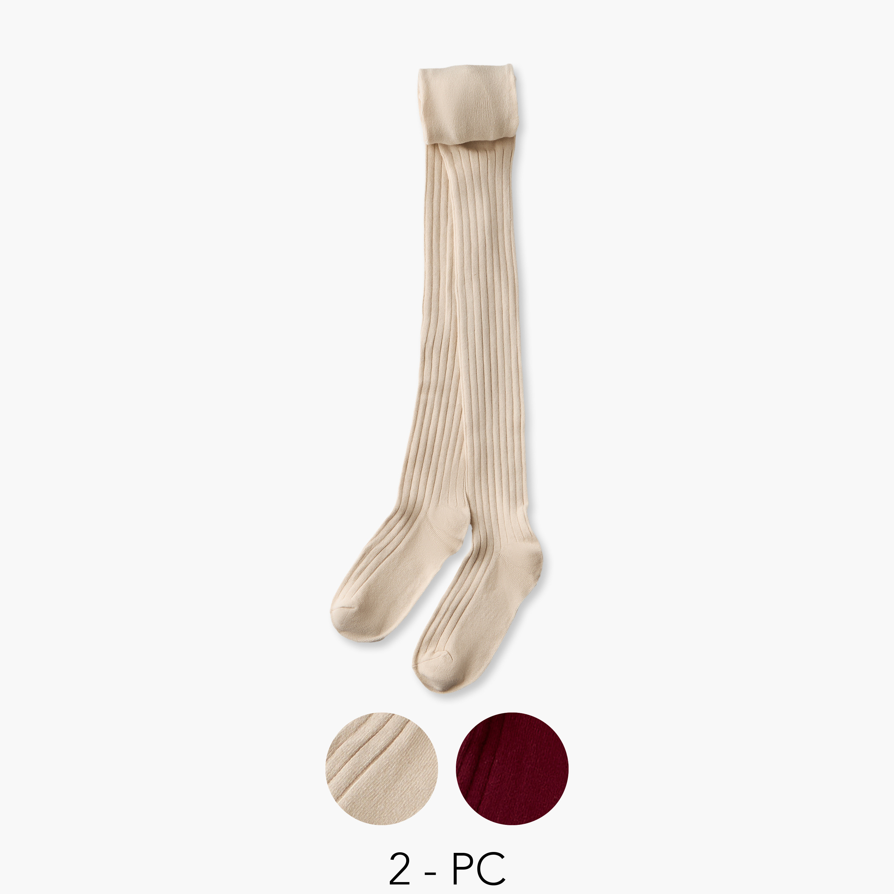 Pack of 2 Juniors Girls Tights with Ribbed Design-girls-accessories-socks-image-2