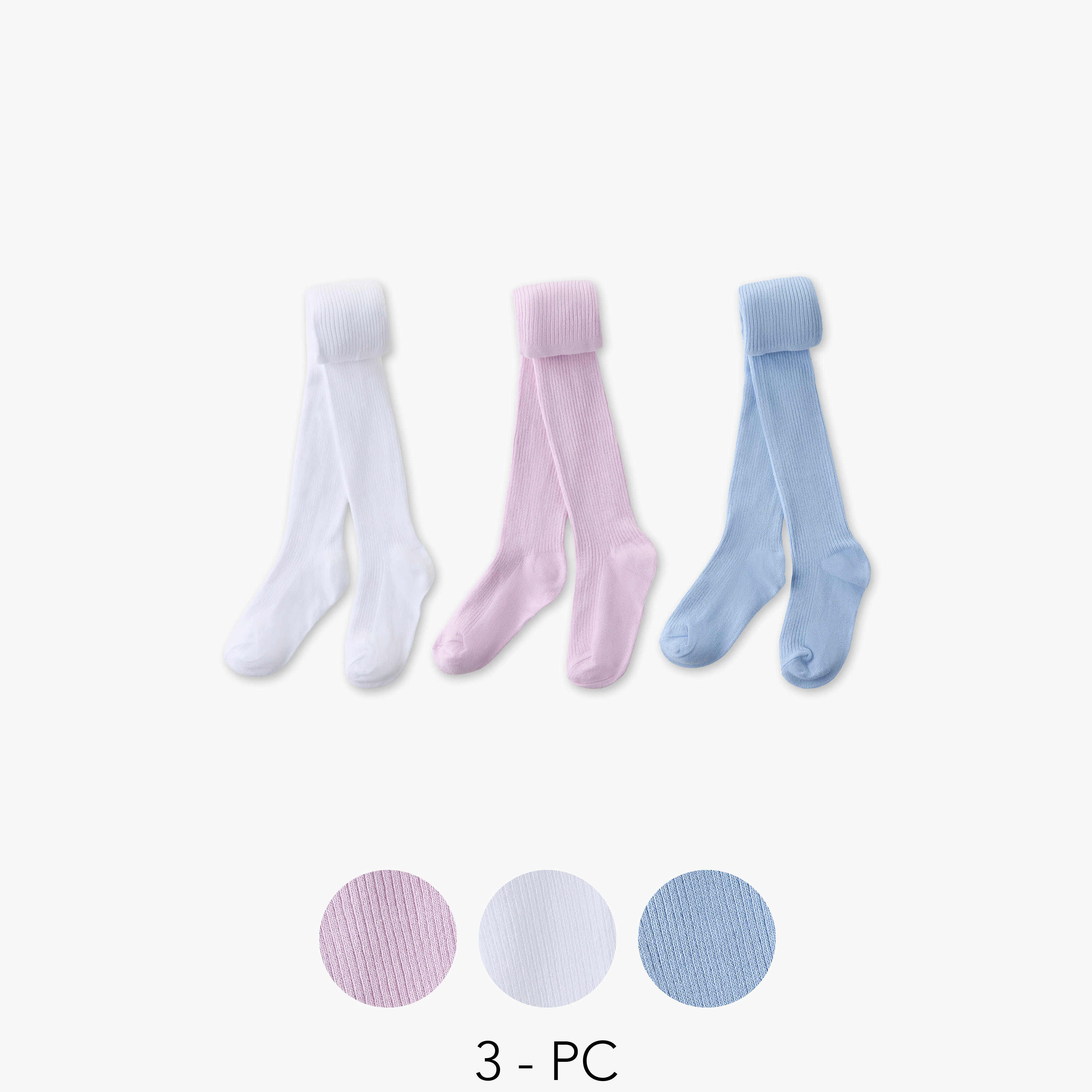 جوارب كولون بخصر مطاطي من جونيورز - عبوة 3 قطع-girls-accessories-socks-image-2