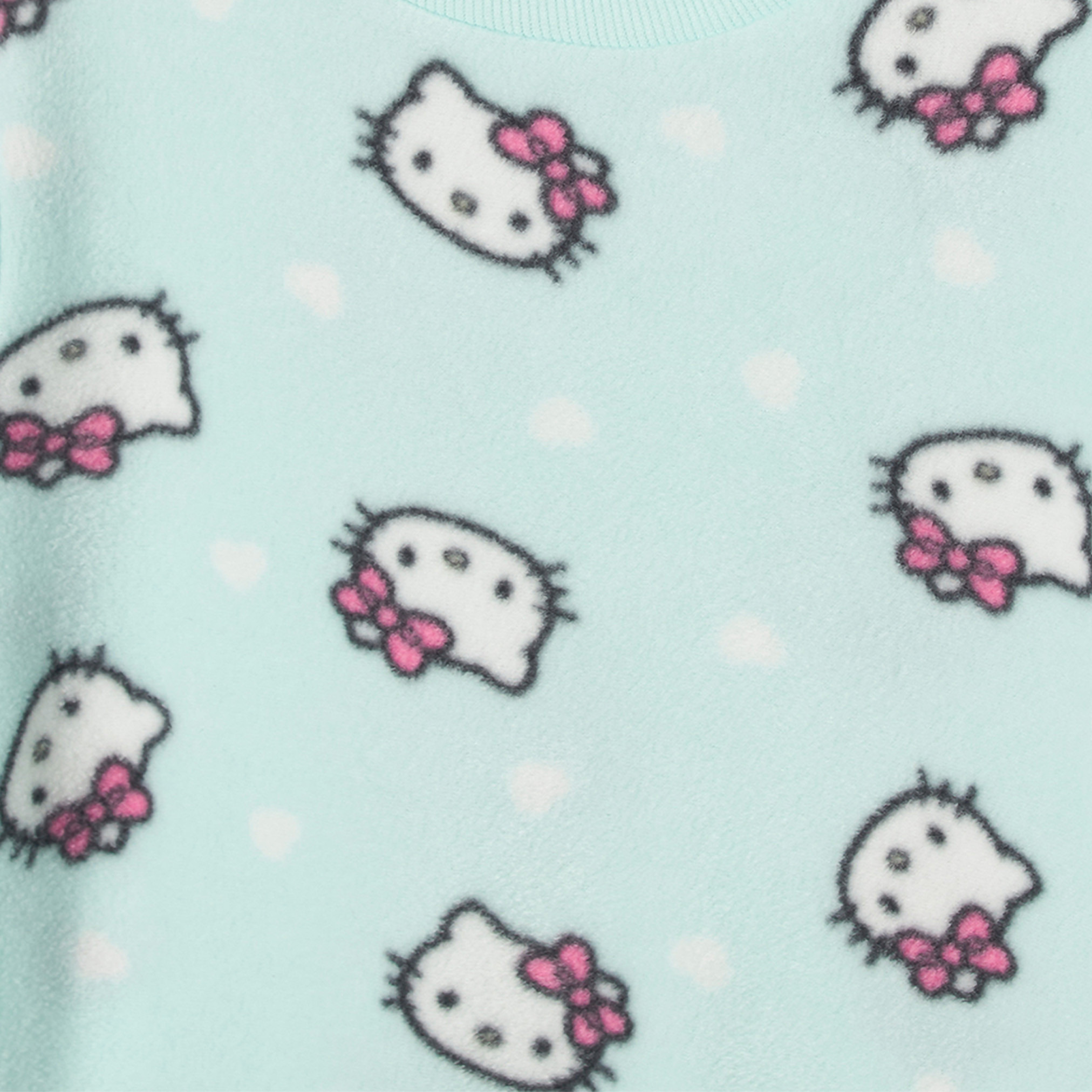 طقم بيجاما بياقة مستديرة وأكمام طويلة بطبعة هيلو كيتي من سانريو-baby-girls-clothing-winterwear-pyjamasets-image-5