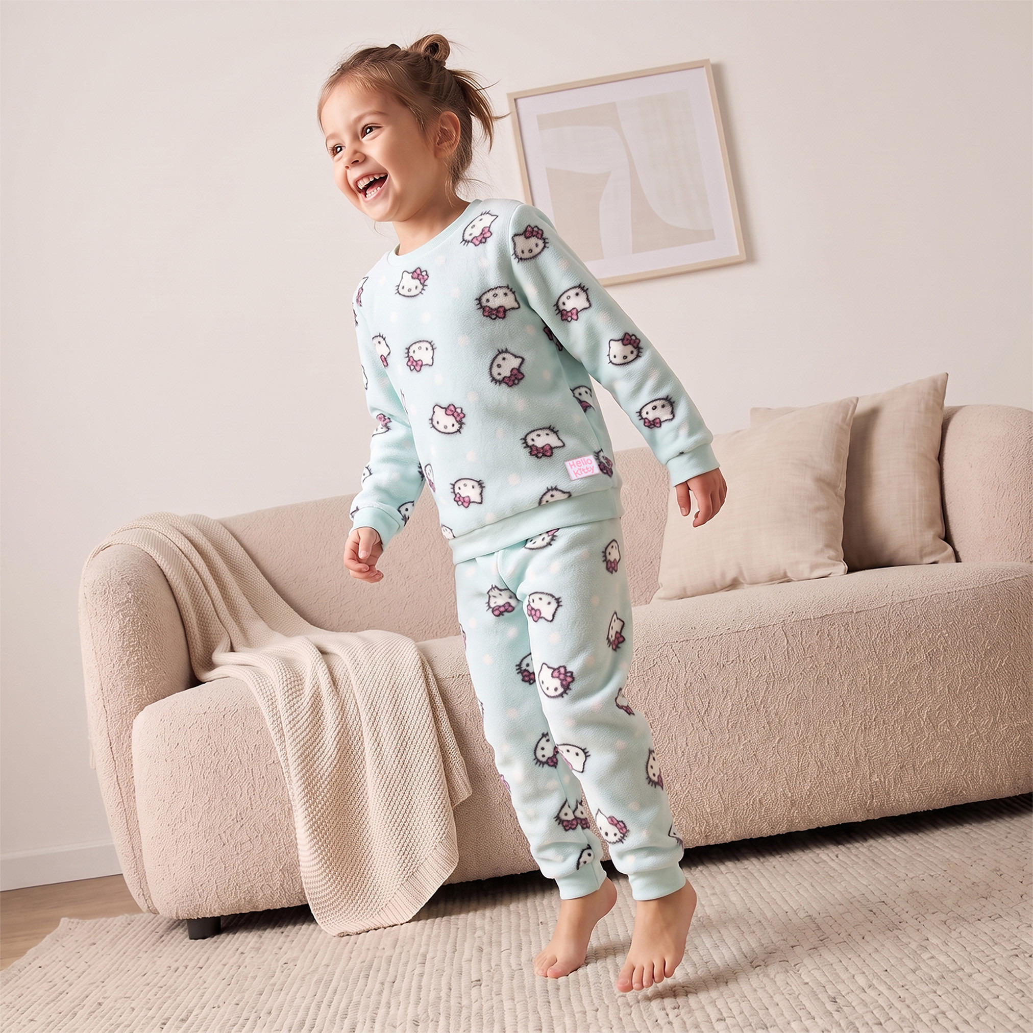 طقم بيجاما بياقة مستديرة وأكمام طويلة بطبعة هيلو كيتي من سانريو-baby-girls-clothing-winterwear-pyjamasets-image-7