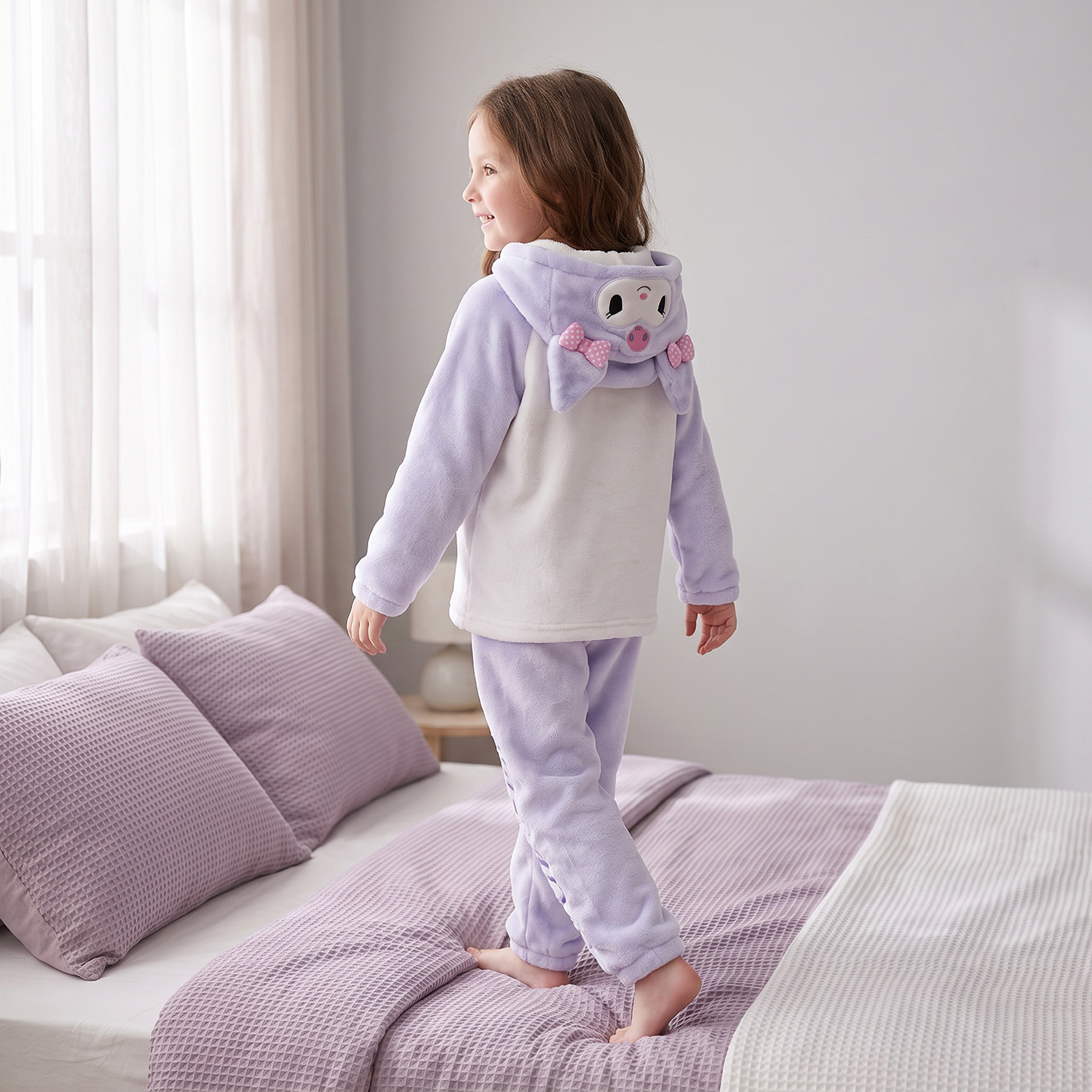 طقم بيجاما بقبعة وأكمام طويلة وطبعات من سانريو-girls-clothing-winterwear-pyjamasets-image-5