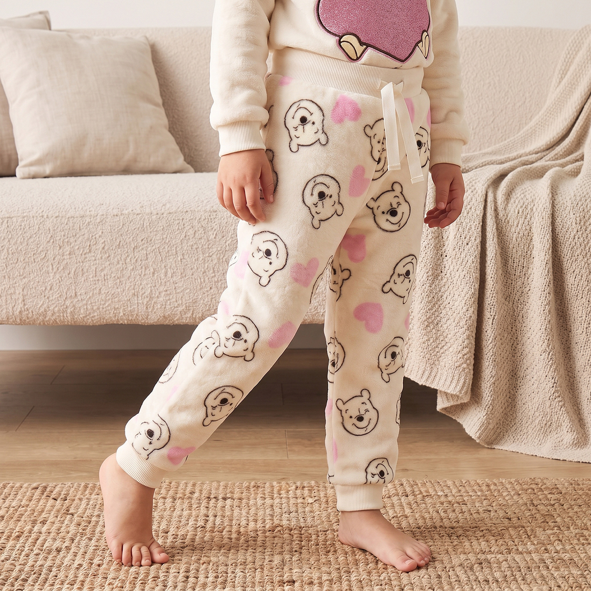 Disney Crew Neck Long Sleeves Sweatshirt and Joggers Set with Winnie the Pooh Print-girls-clothing-nightwear-image-3