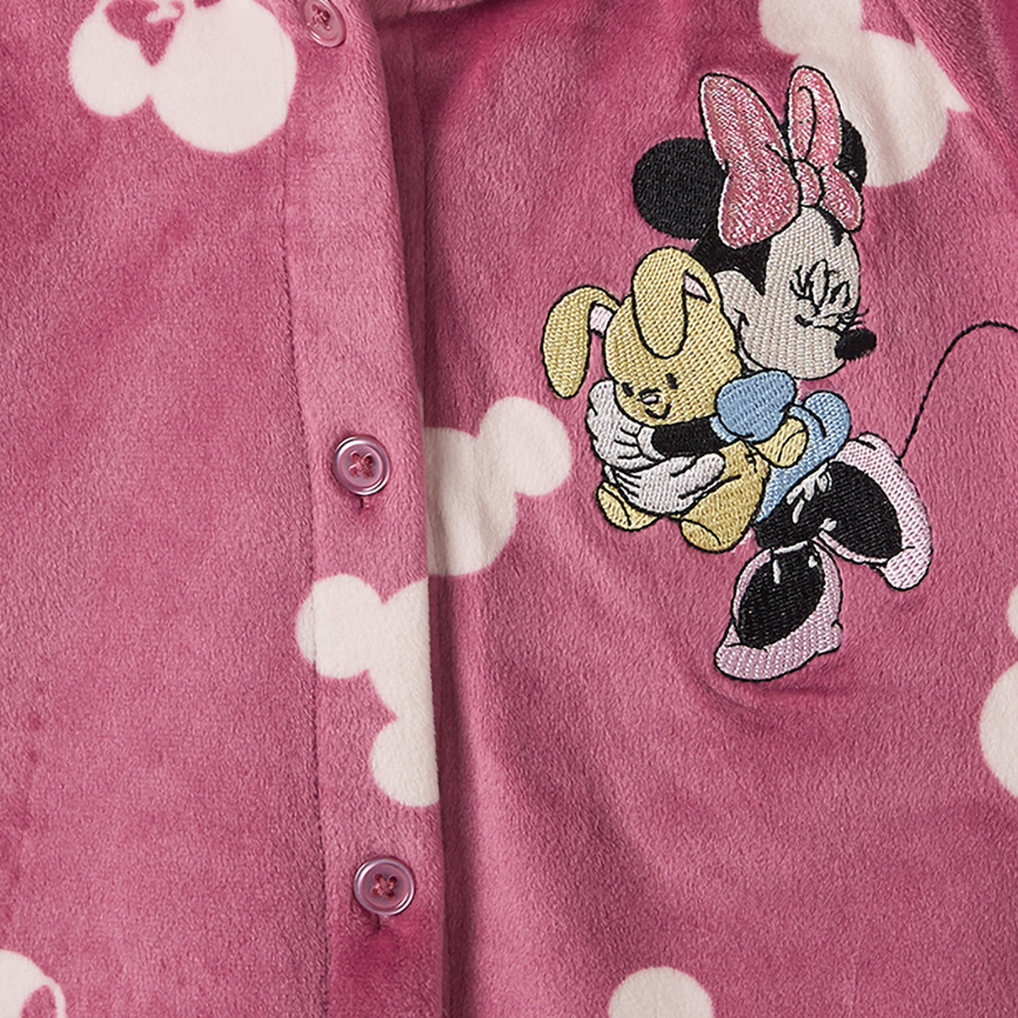 Cotton Hooded Long Sleeves Pyjama Set with Minnie Mouse Print-girls-clothing-nightwear-image-7