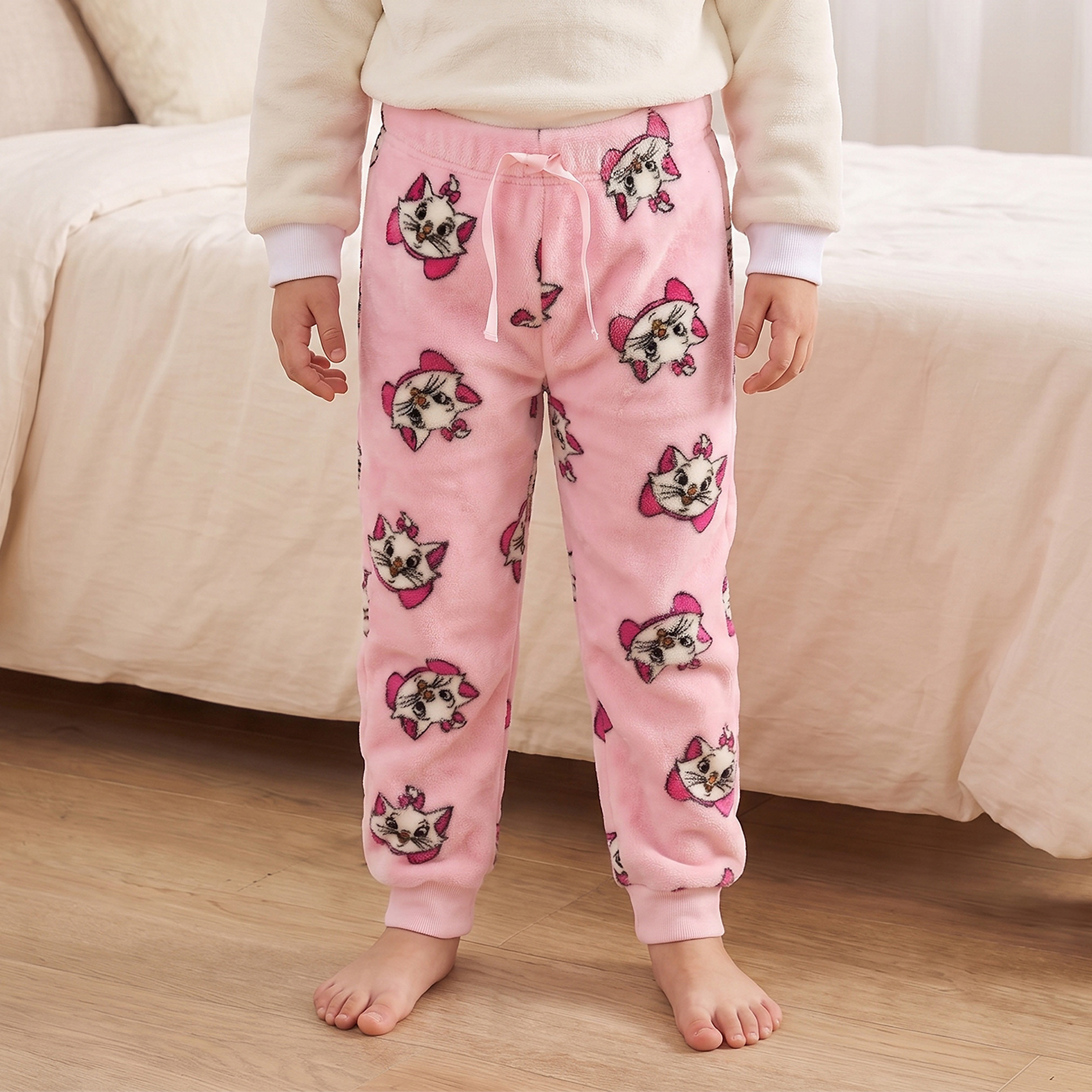 Disney Crew Neck Long Sleeves Pyjama Set with Marie Print-girls-clothing-nightwear-image-3