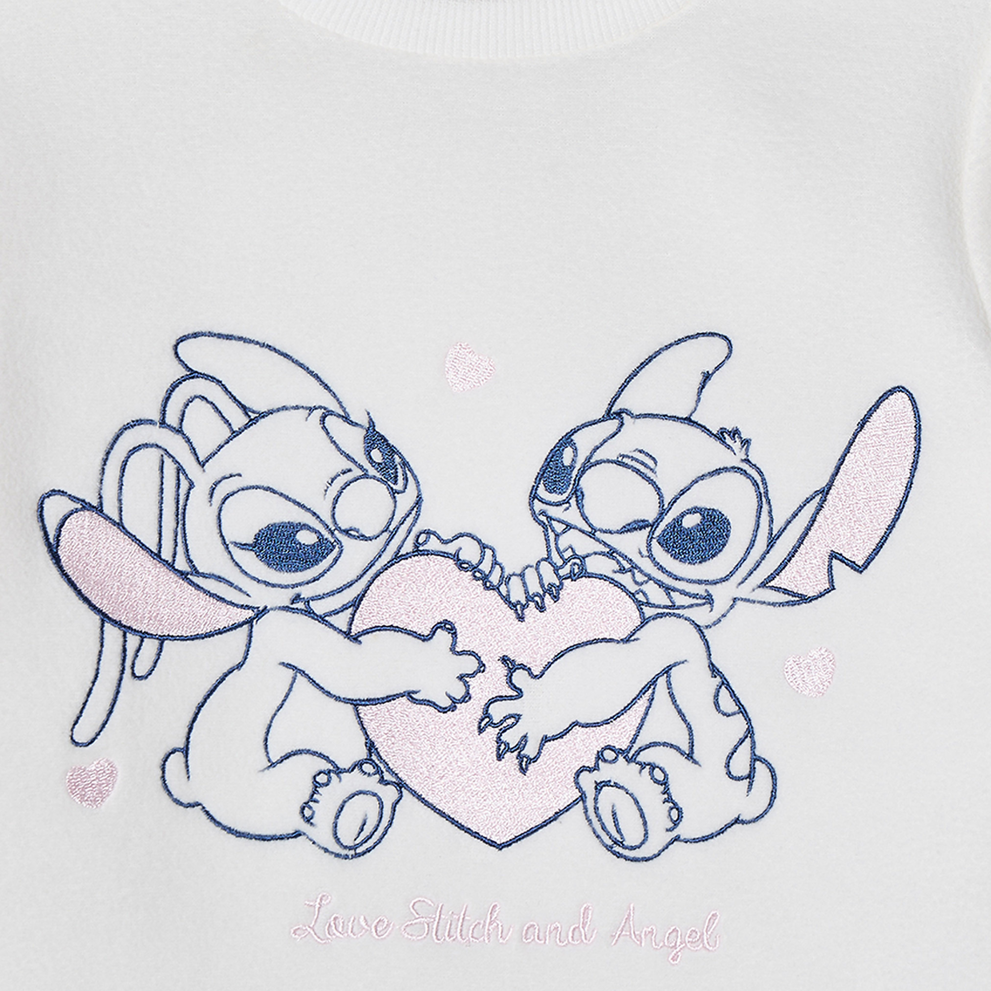 Disney Cotton Crew Neck Long Sleeves Pyjama Set with Stitch and Angel Embroidery-girls-clothing-nightwear-image-5