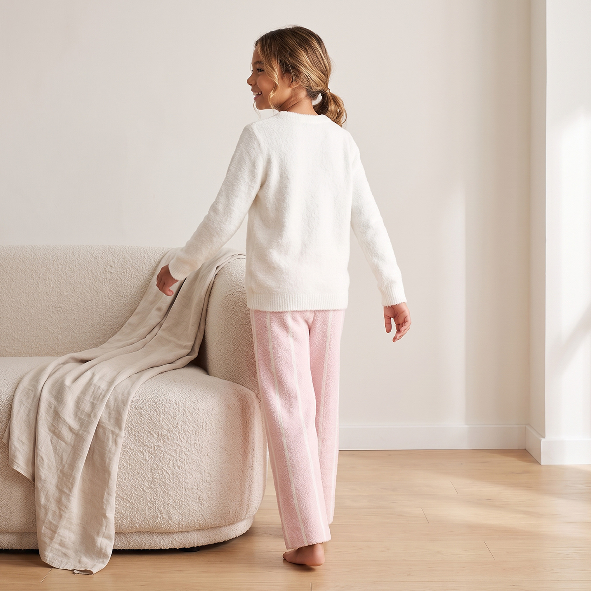 Juniors Crew Neck Long Sleeves Pyjama Set with Bow Accent-girls-clothing-nightwear-image-4