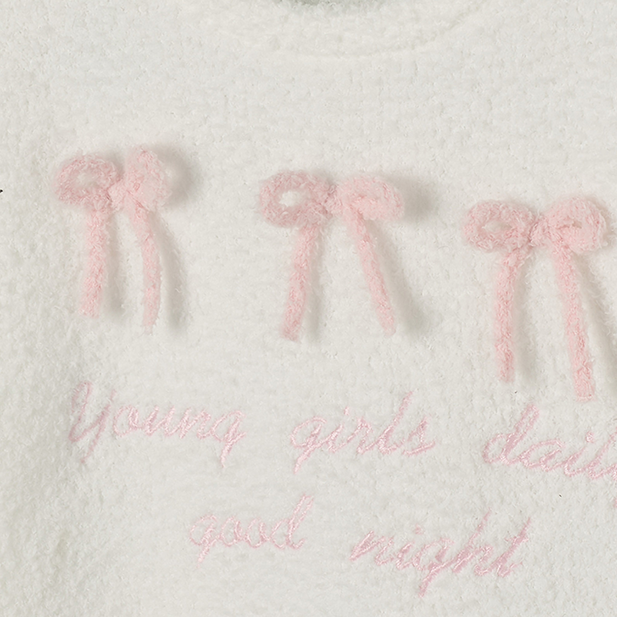 Juniors Crew Neck Long Sleeves Pyjama Set with Bow Accent-girls-clothing-nightwear-image-5