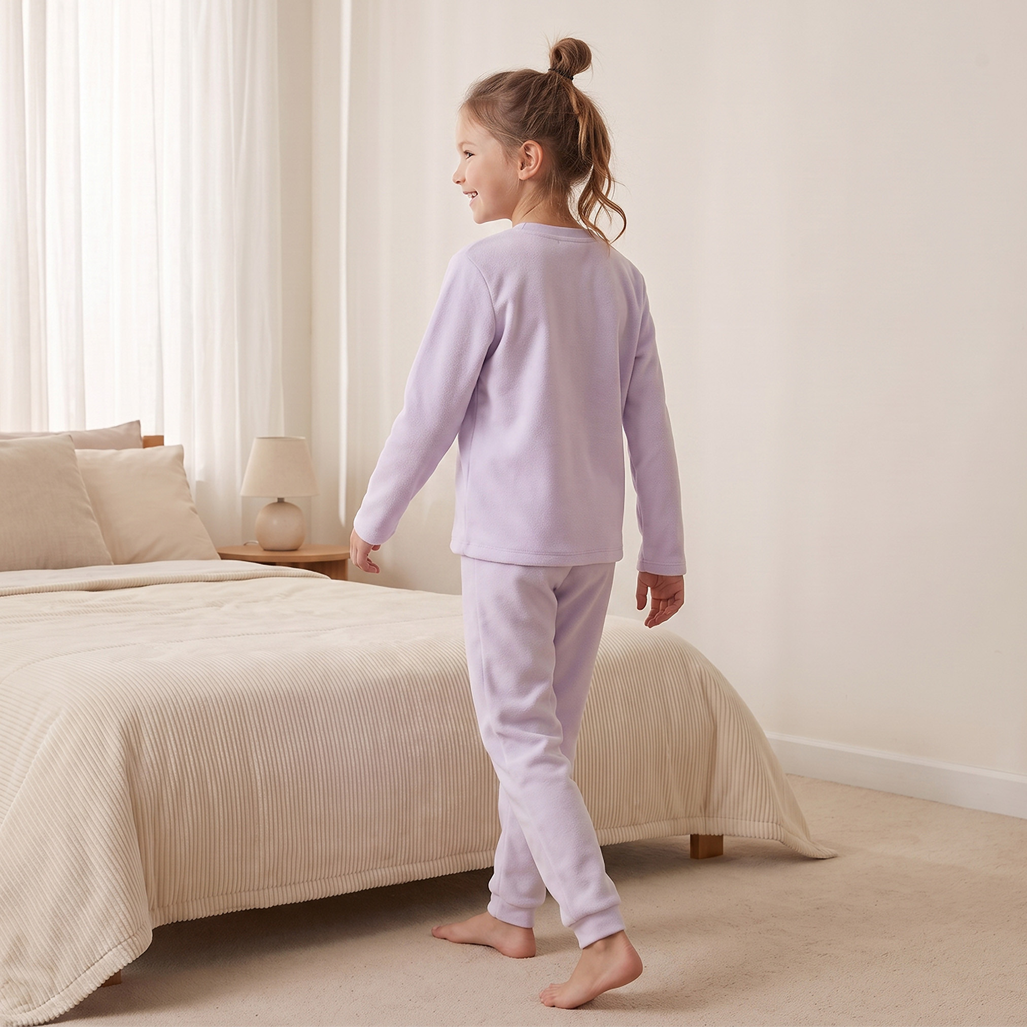 Juniors Girls Crew Neck Long Sleeves Pyjama Set with Assorted Print-girls-clothing-nightwear-image-4