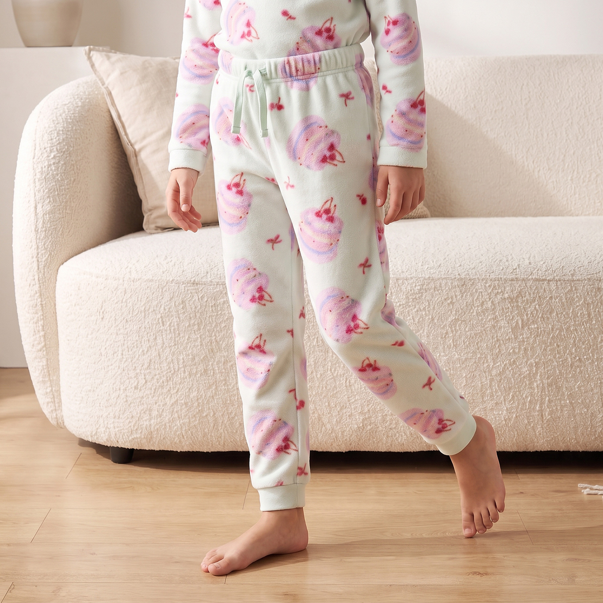 Juniors Girls Crew Neck Long Sleeves Pyjama Set with Assorted Print-girls-clothing-nightwear-image-3