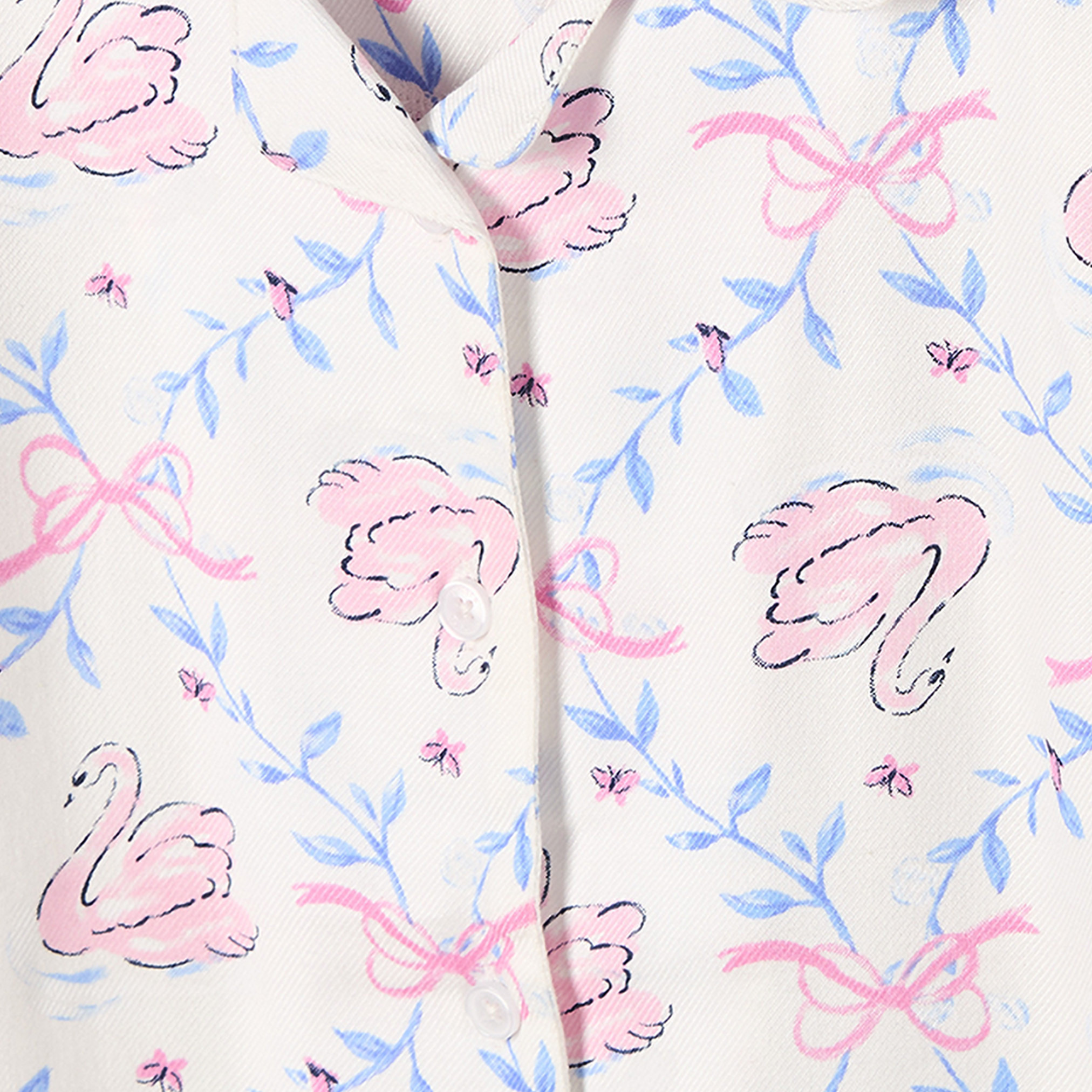 طقم بيجاما قطن بياقة عادية وأكمام طويلة وطبعات من جونيورز-girls-clothing-nightwear-image-5