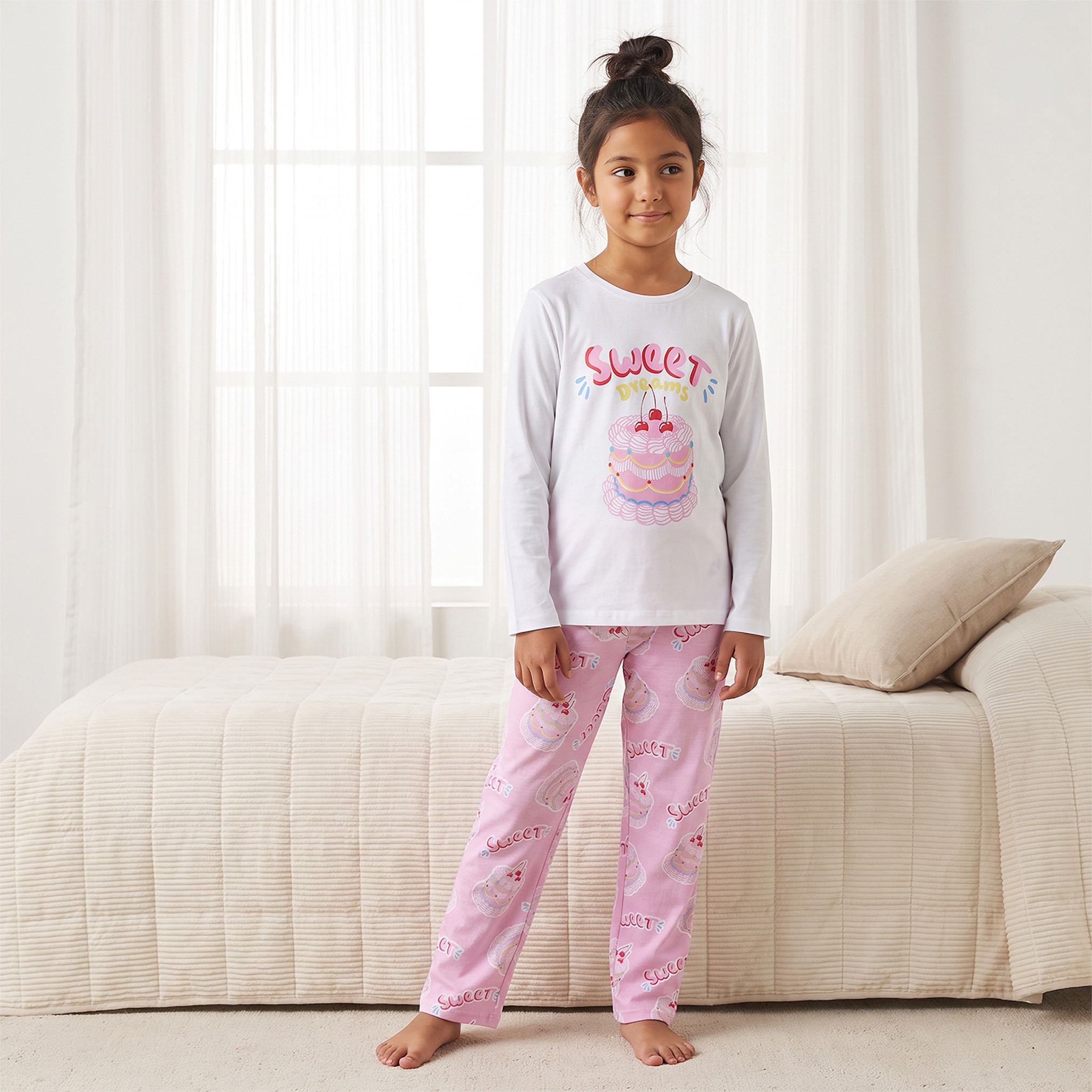 طقم بيجاما قطني للأطفال بياقة دائرية وأكمام طويلة بنقوش متنوعة من جونيورز - قطعتين-boys-clothing-nightwear-image-2