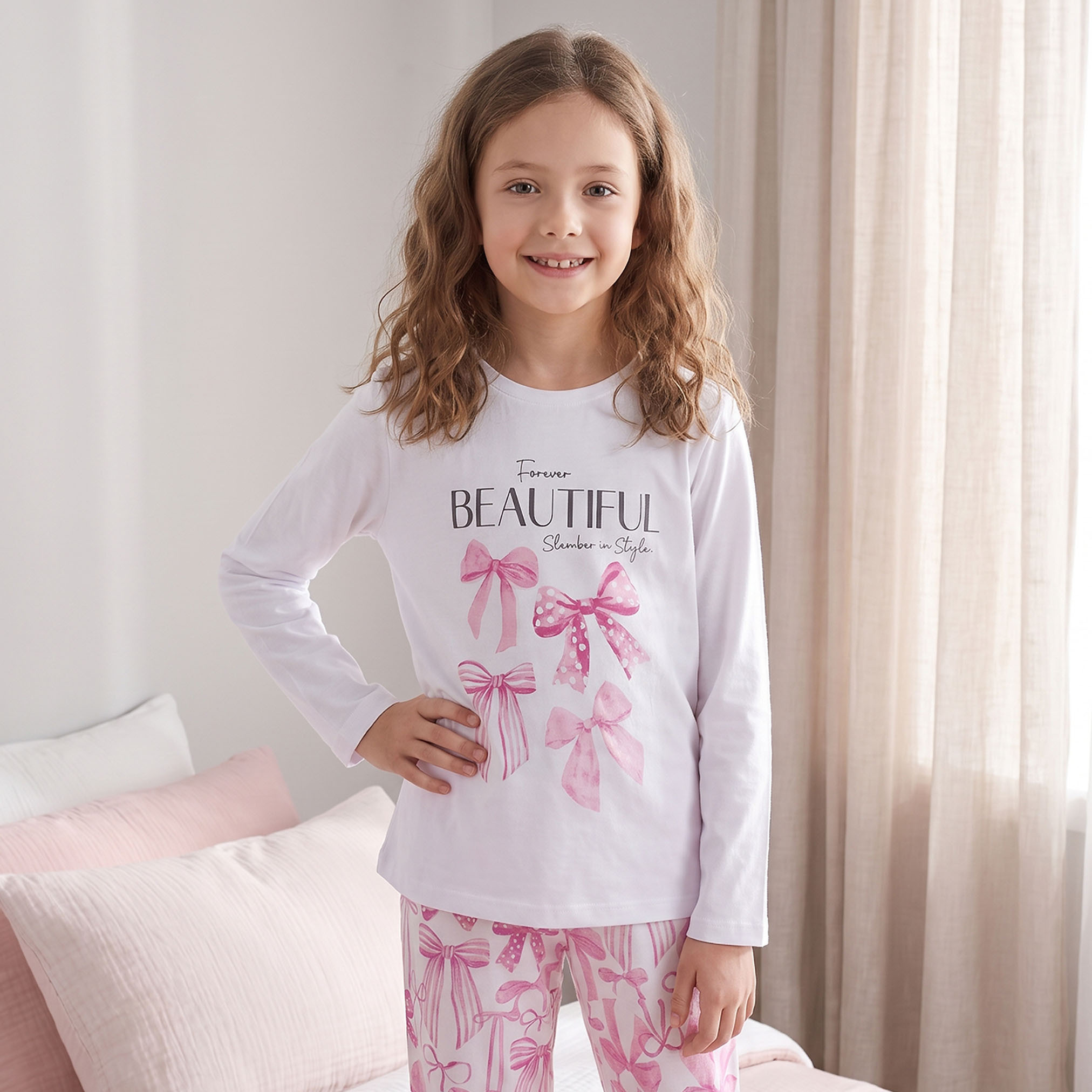 Pack of 2 Juniors Cotton Crew Neck Long Sleeves Pyjama Set with Assorted Print-boys-clothing-nightwear-image-4