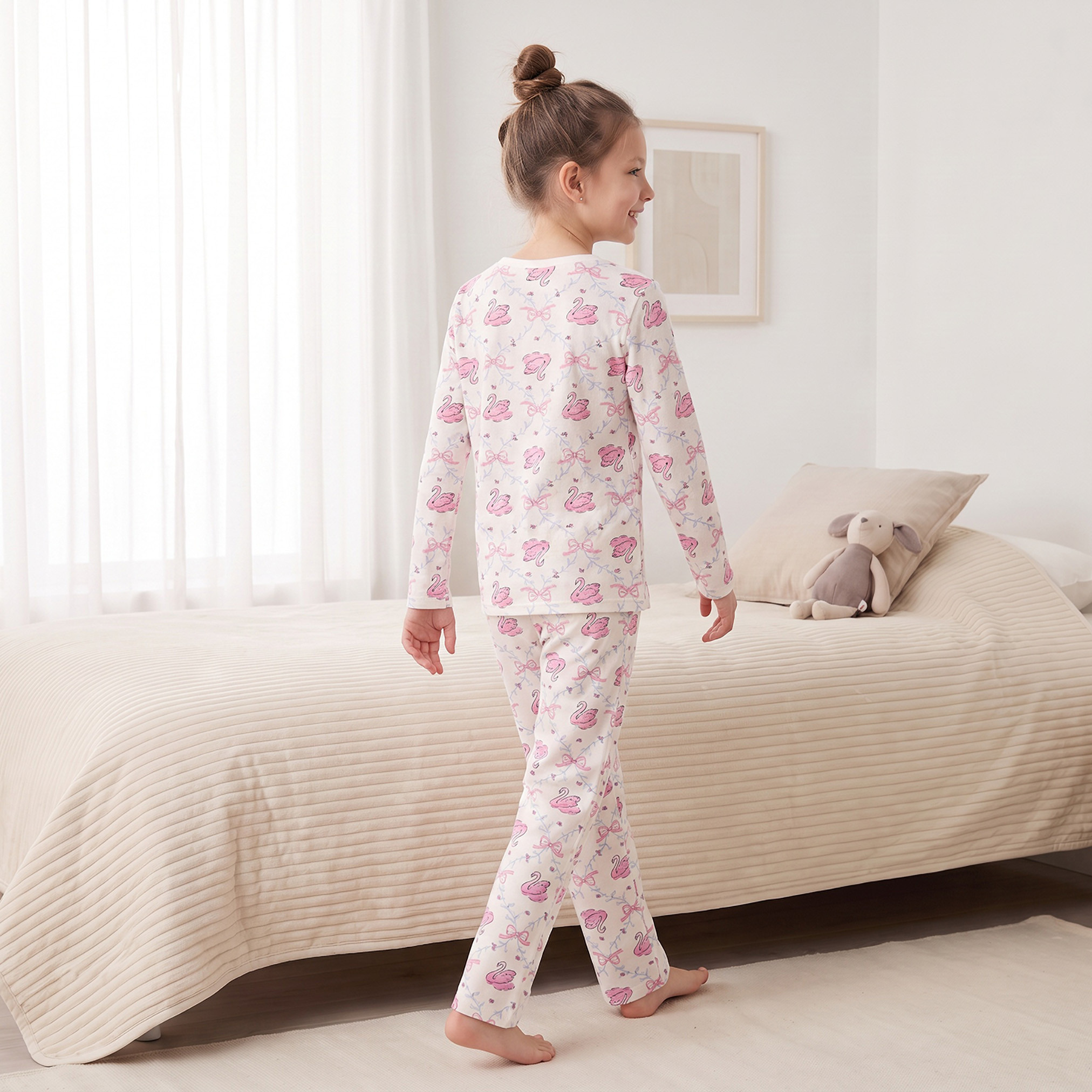 طقم من 2 - طقم بيجاما قطن بياقة ضيقة وأكمام طويلة وطبعات من جونيورز-girls-clothing-nightwear-image-6
