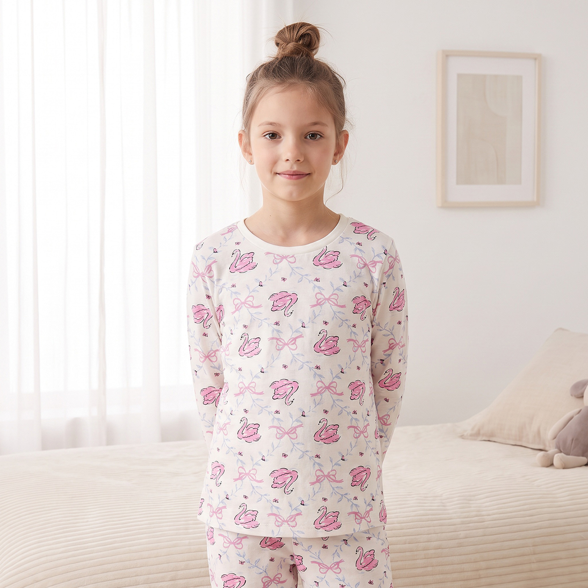 طقم من 2 - طقم بيجاما قطن بياقة ضيقة وأكمام طويلة وطبعات من جونيورز-girls-clothing-nightwear-image-4