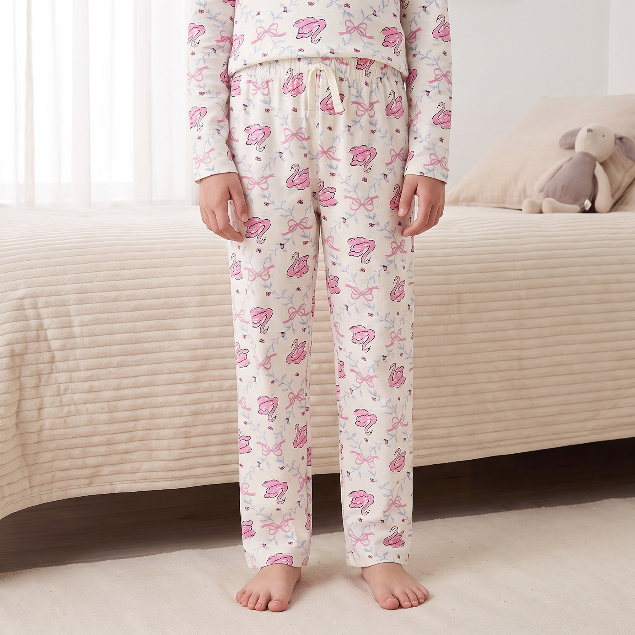 طقم من 2 - طقم بيجاما قطن بياقة ضيقة وأكمام طويلة وطبعات من جونيورز-girls-clothing-nightwear-image-5