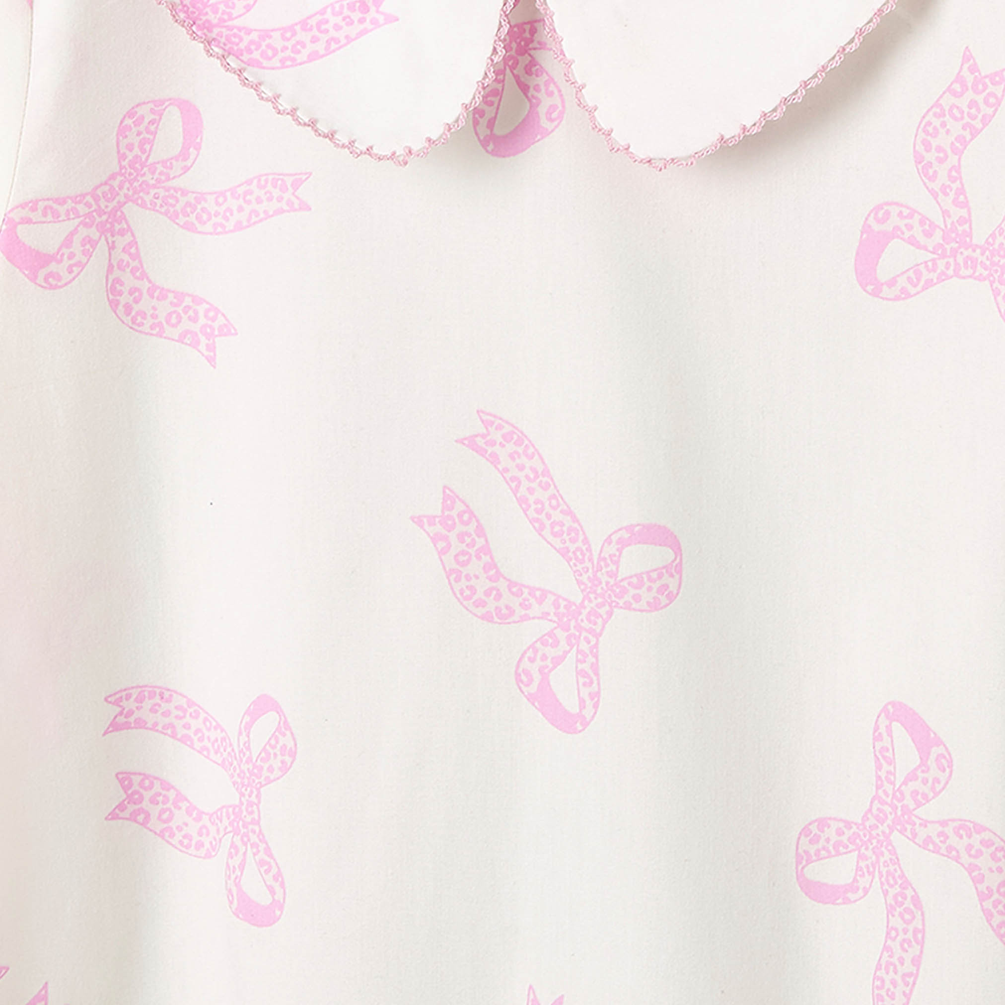 Juniors Cotton Peter Pan Long Sleeves Night Dress with Bow Print-girls-clothing-nightwear-image-3