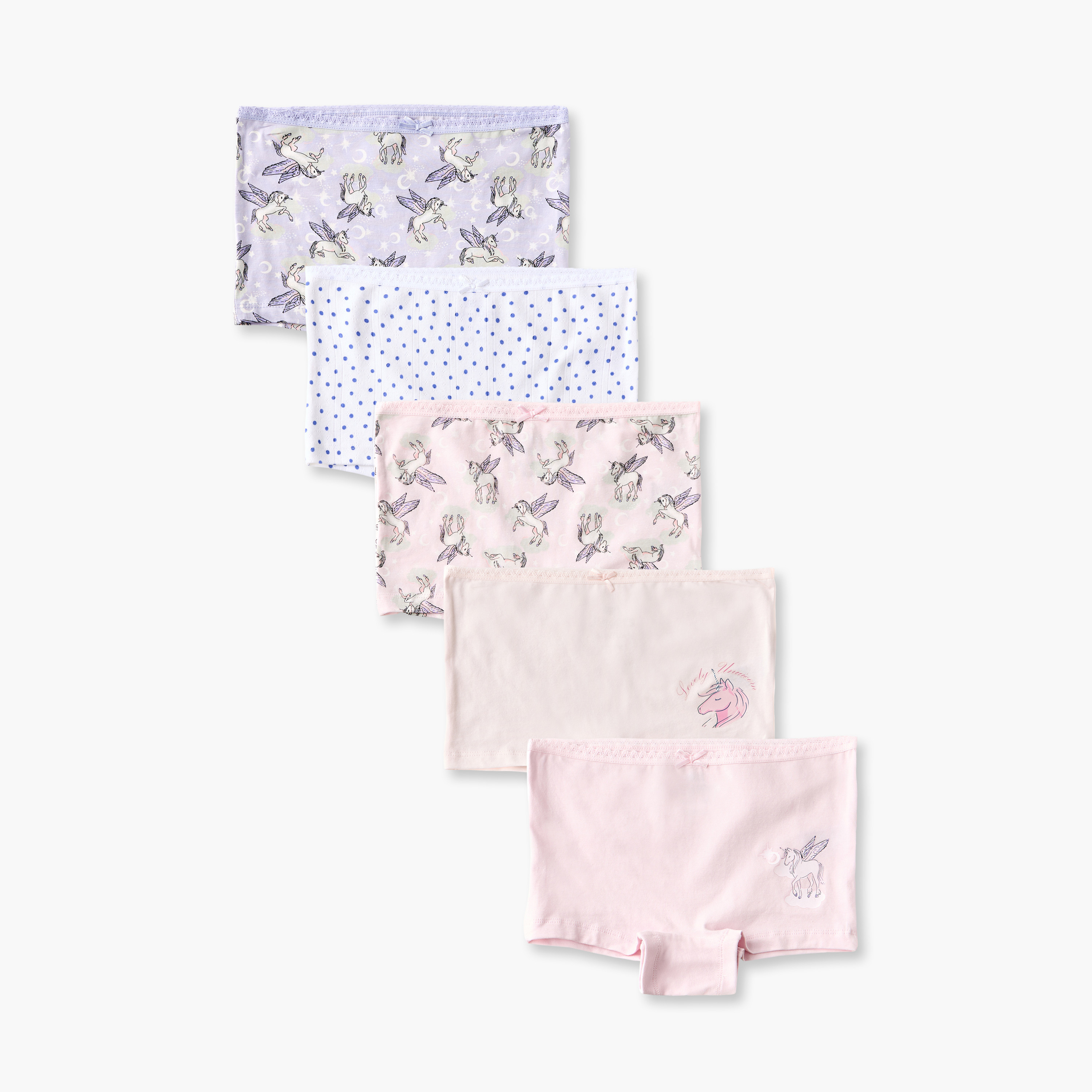 Pack of 5 Juniors Boyshort Briefs with Unicorn Print-girls-clothing-innerwear-panties-image-1