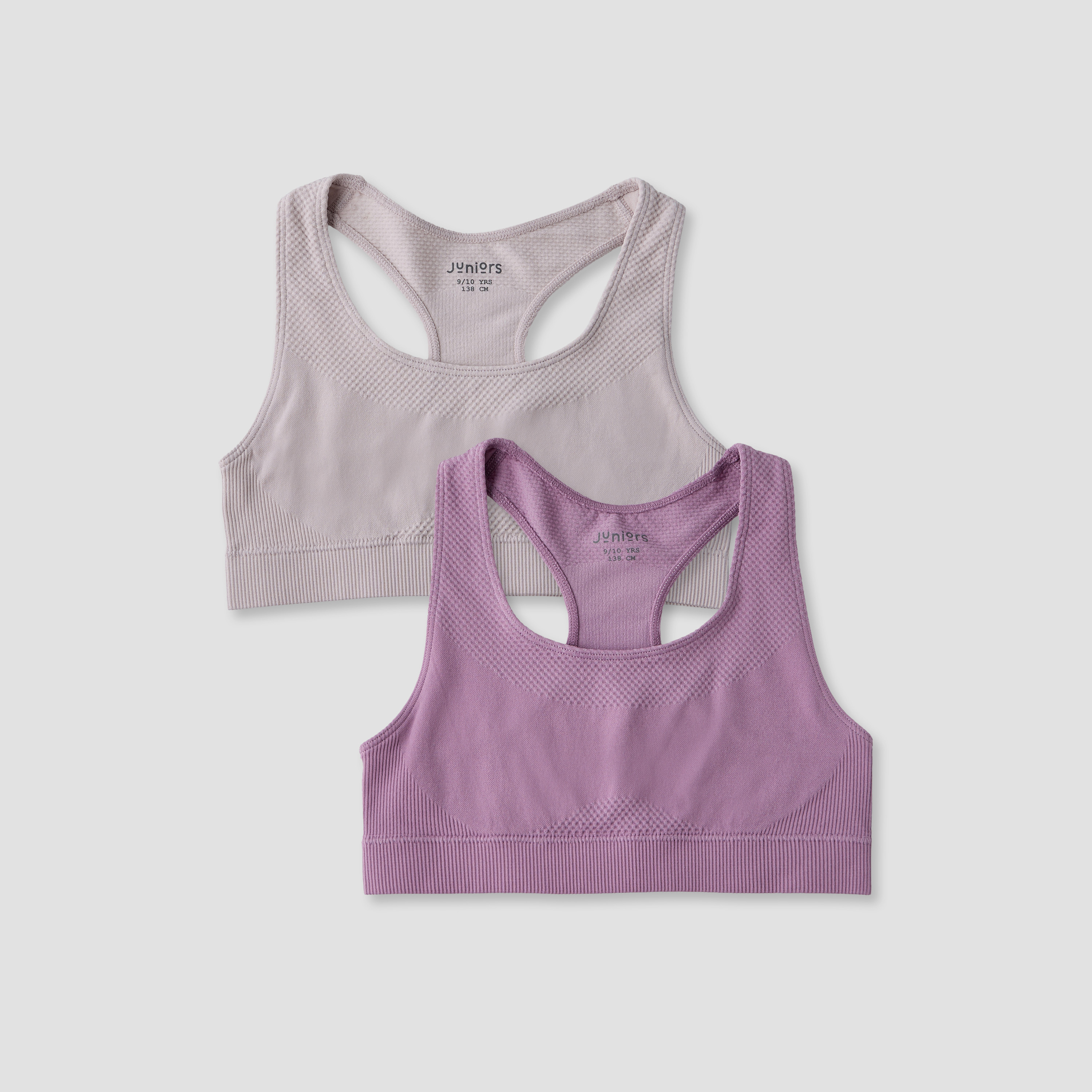 طقم من 2 - صدرية رياضية قطن بظهر متقاطع من جونيورز-girls-clothing-innerwear-bras-image-1