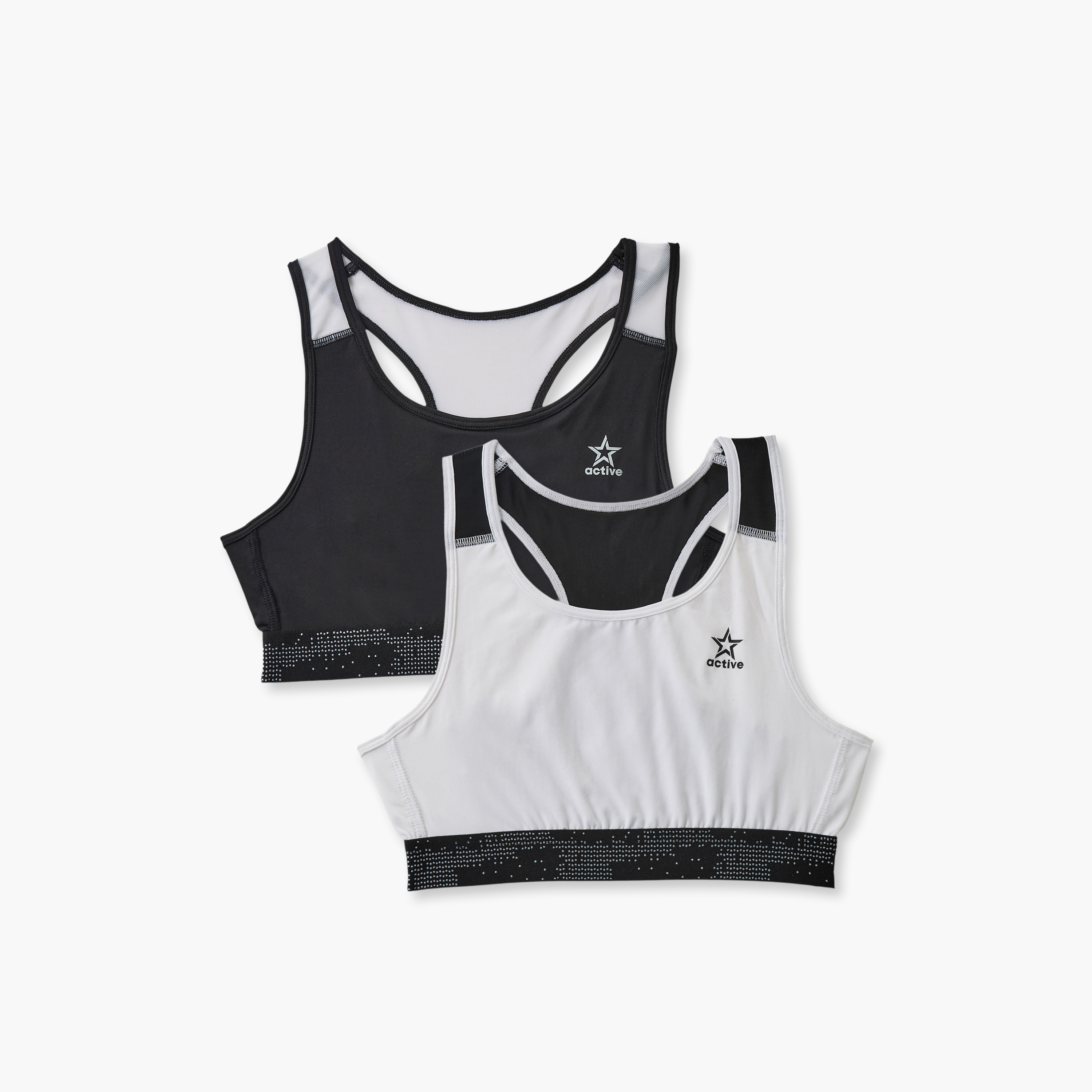 طقم صدريات رياضية قطن بتفاصيل شبكية قطعتين من جونيورز-girls-clothing-innerwear-bras-image-1