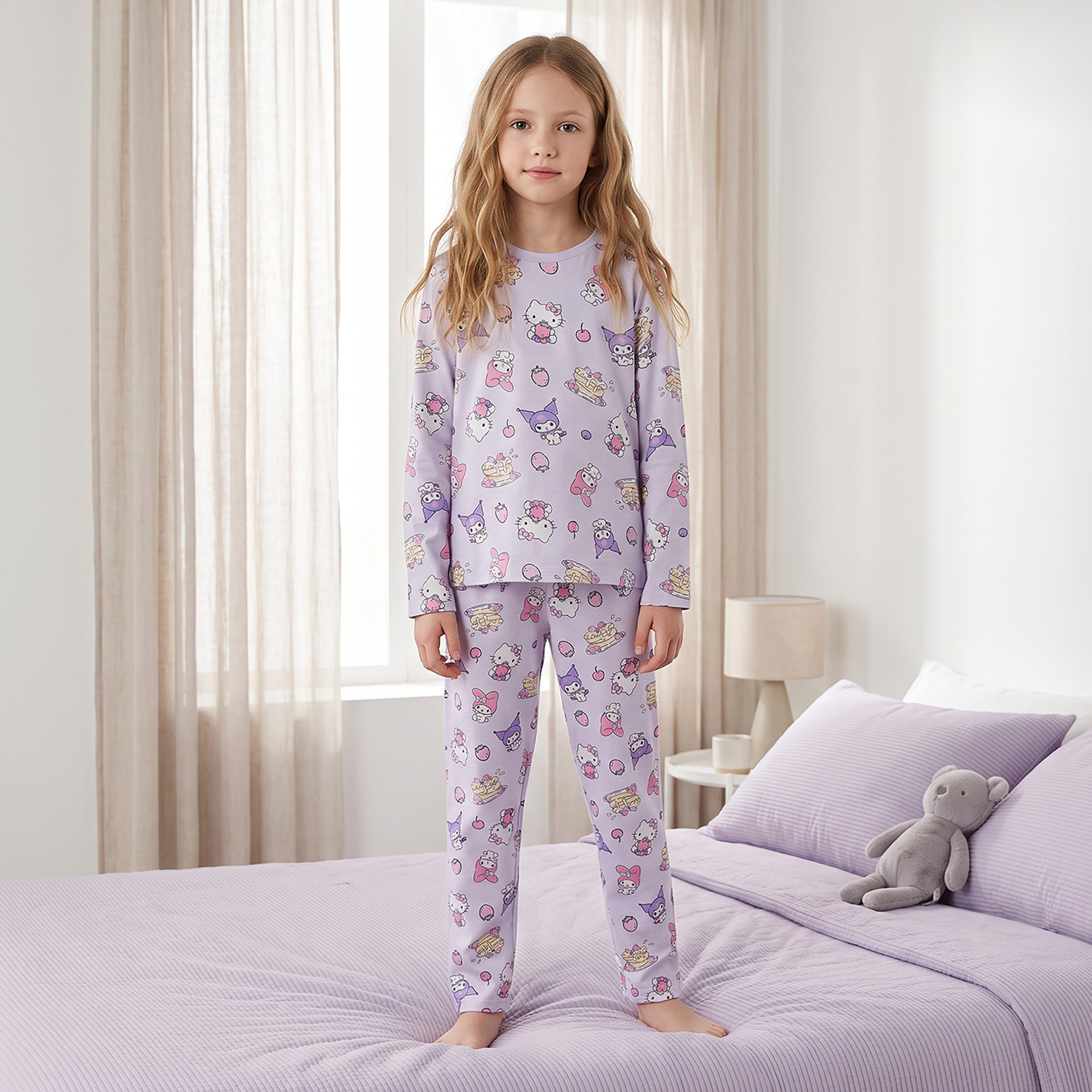 Pack of 2 Sanrio Round Neck Long Sleeves Pyjama Set with Hello Kitty and My Melody Print-boys-clothing-nightwear-image-3
