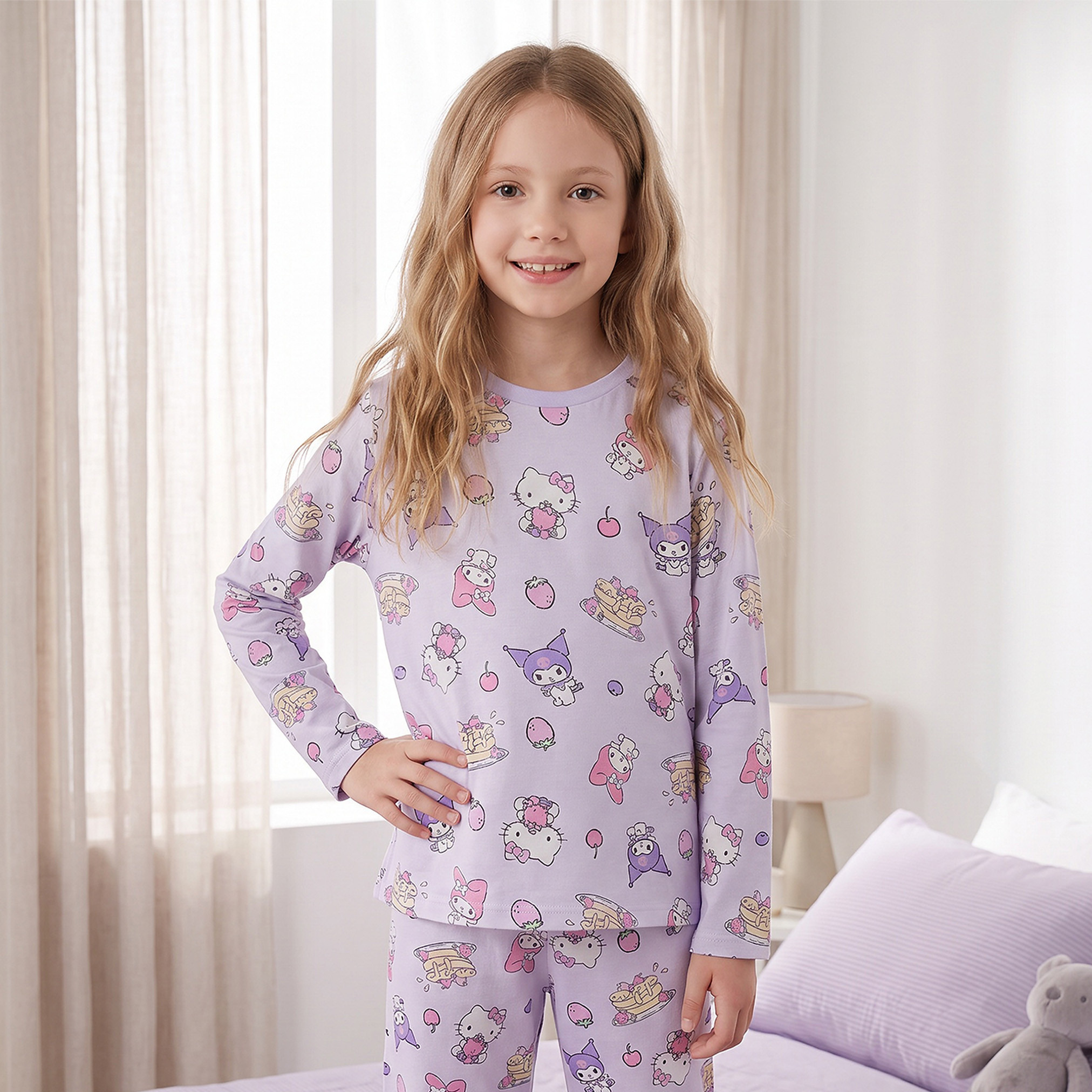 Pack of 2 Sanrio Round Neck Long Sleeves Pyjama Set with Hello Kitty and My Melody Print-boys-clothing-nightwear-image-4