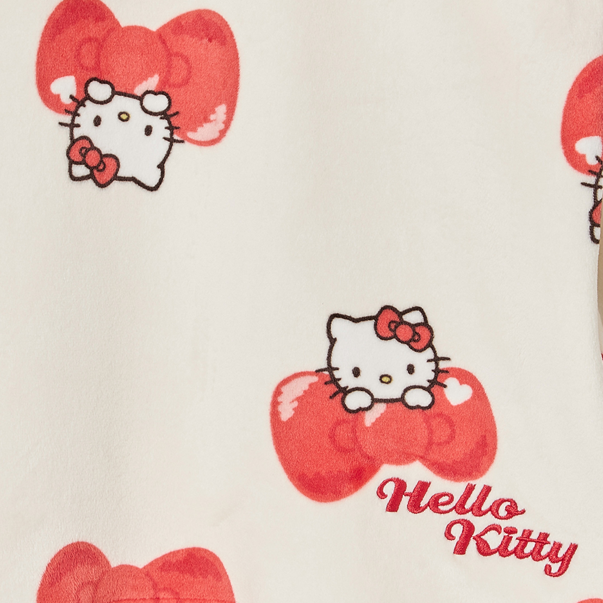 طقم بيجاما قطن بياقة ضيقة وأكمام طويلة وطبعات هالو كيتي من سانريو-girls-clothing-nightwear-image-6