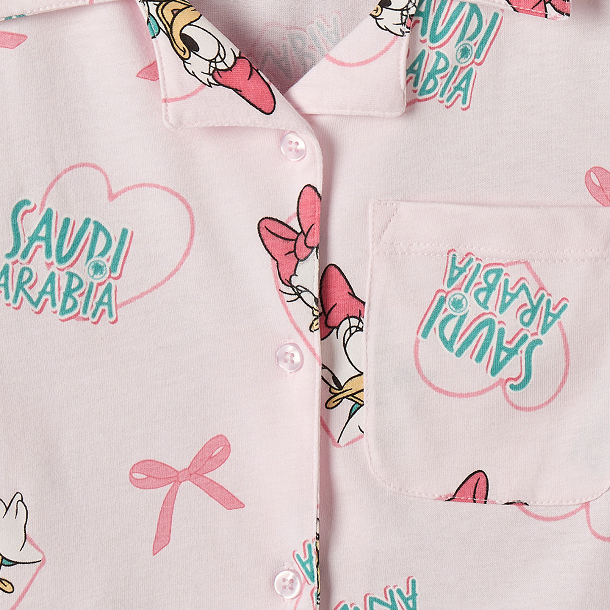 Disney Cotton Collared Long Sleeves Pyjama Set with Daisy Duck Print-girls-clothing-nightwear-image-5