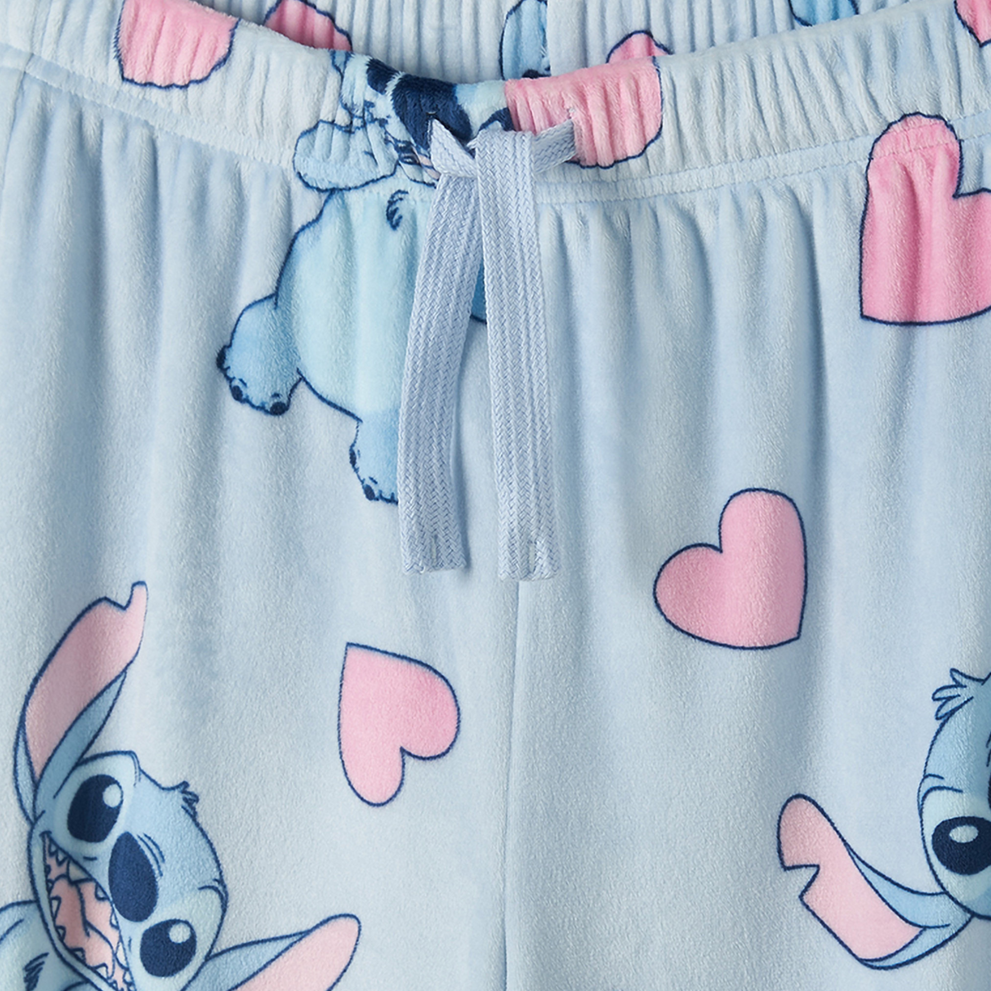 طقم بيجاما قطن بقبعة وأكمام طويلة وطبعات ستيتش-girls-clothing-nightwear-image-8