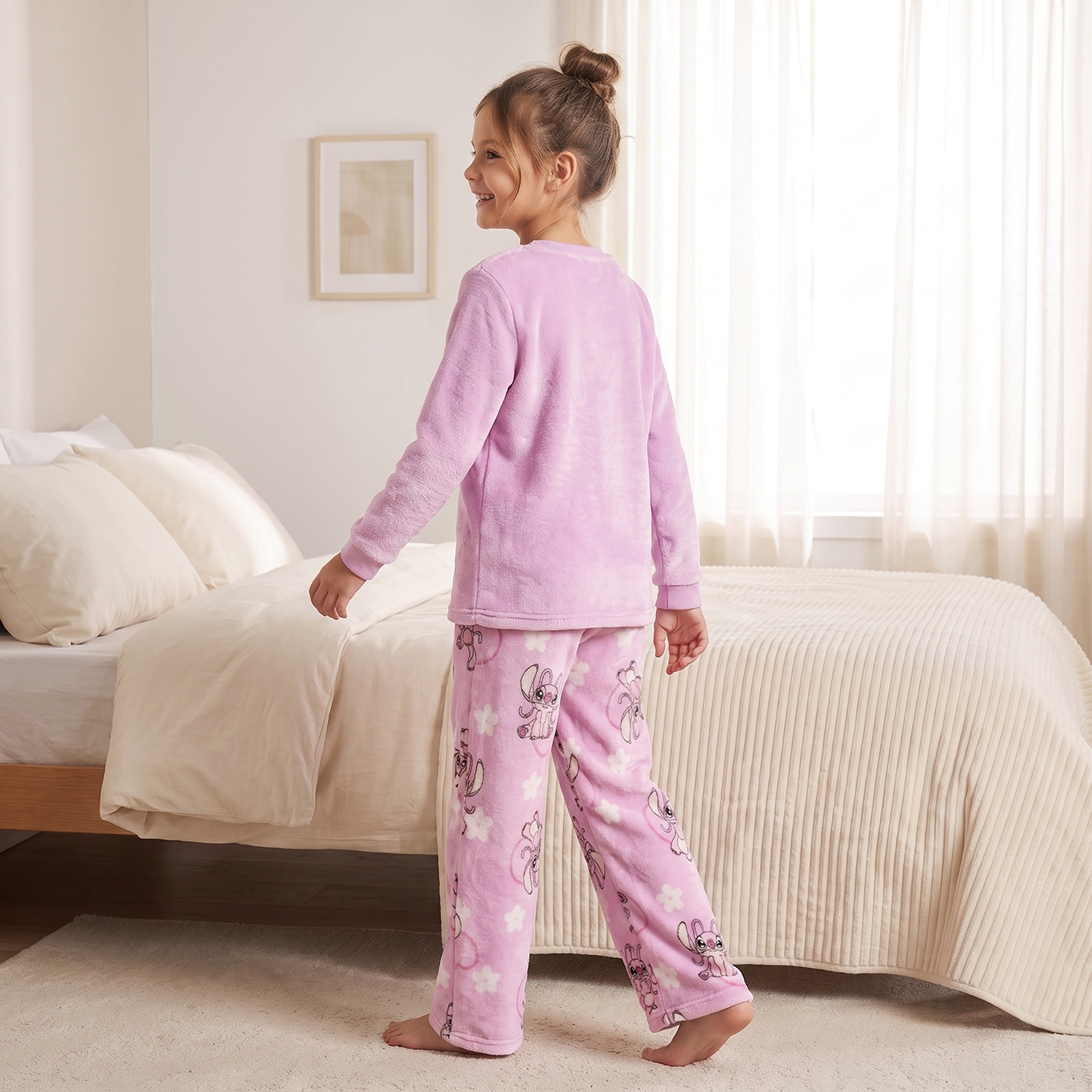 طقم بيجاما بطبعات آنجل وياقة ضيقة وأكمام طويلة من ديزني-girls-clothing-nightwear-image-2