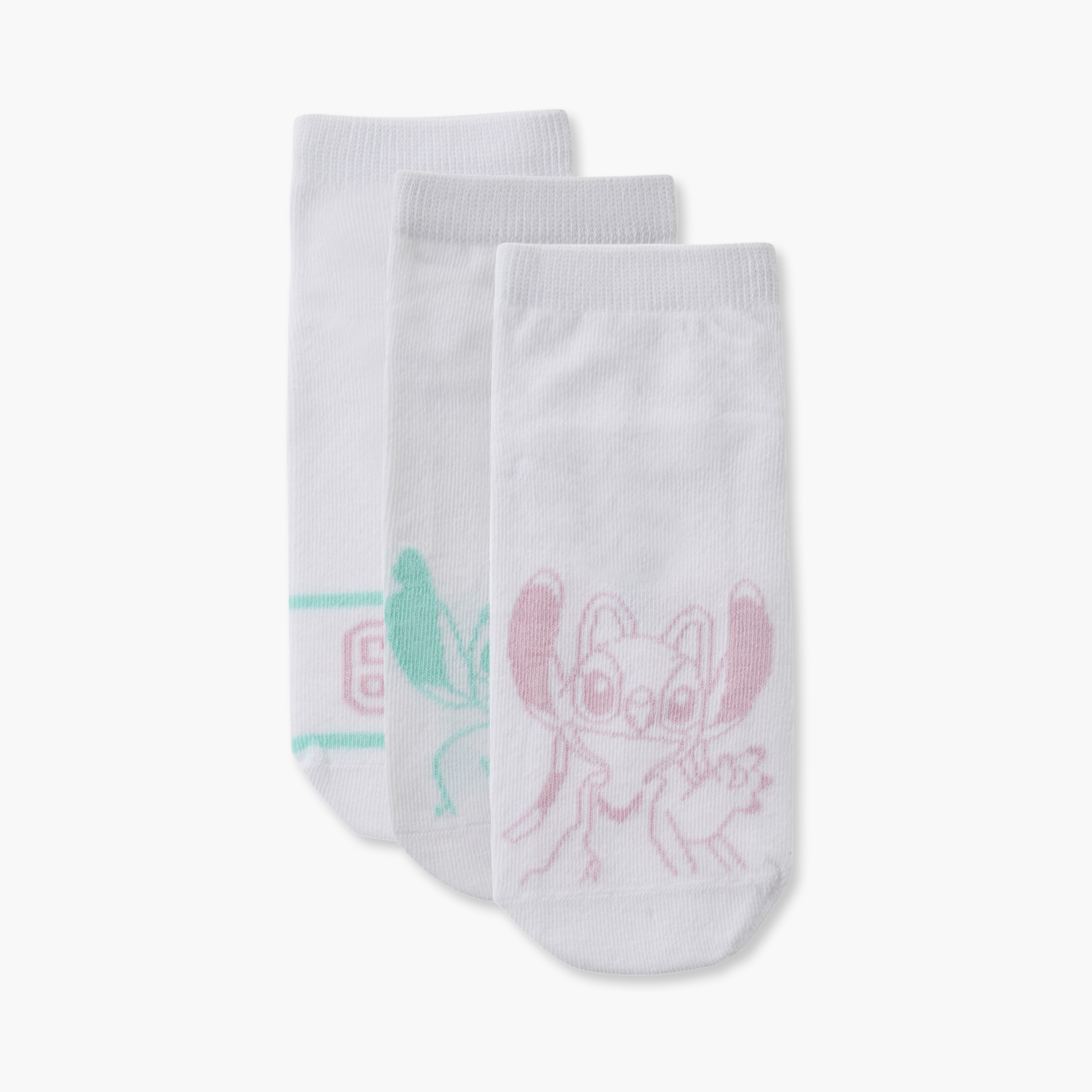 طقم جوارب 3 أزواج للبنات بطبعات ستيتش-girls-accessories-socks-image-1