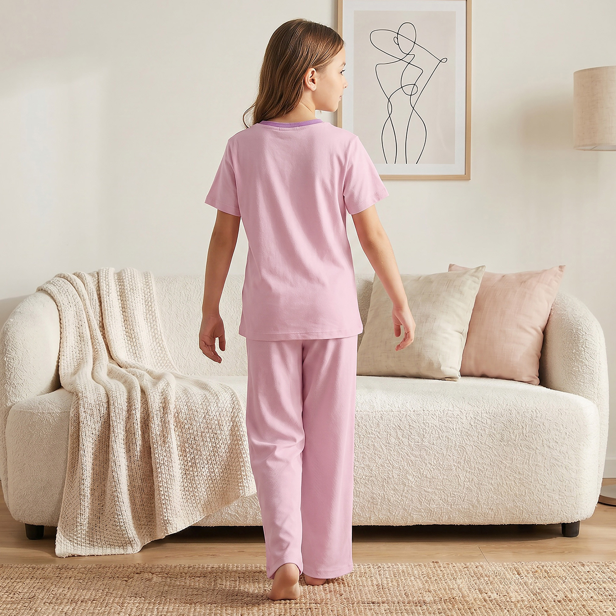 Netflix Cotton Crew Neck Short Sleeves Pyjama Set with KPop Demon Hunters Print-girls-clothing-nightwear-image-4