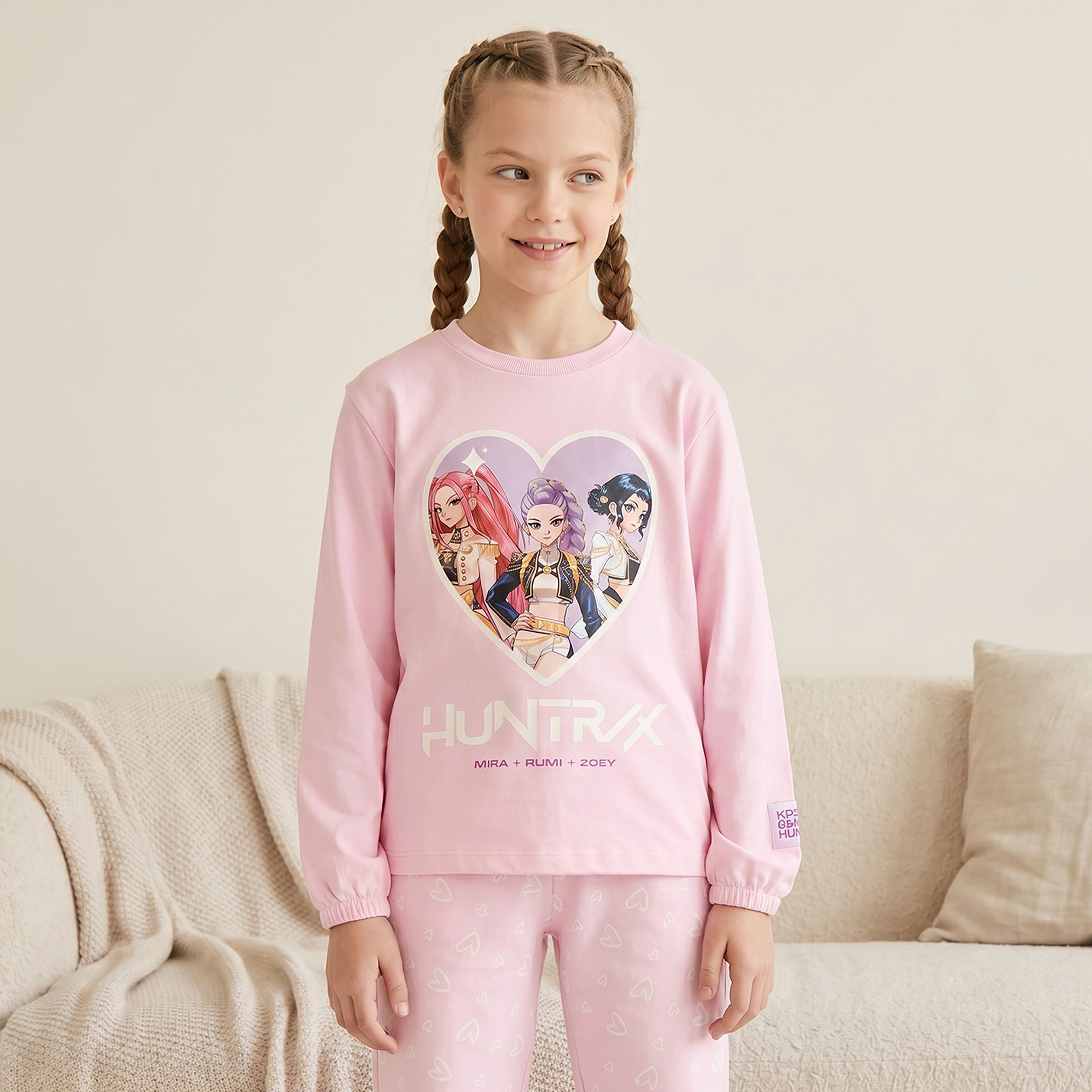طقم بيجاما بطبعة كي بوب ديمون هانترز بياقة مستديرة وأكمام طويلة من نتفليكس-girls-clothing-nightwear-image-3