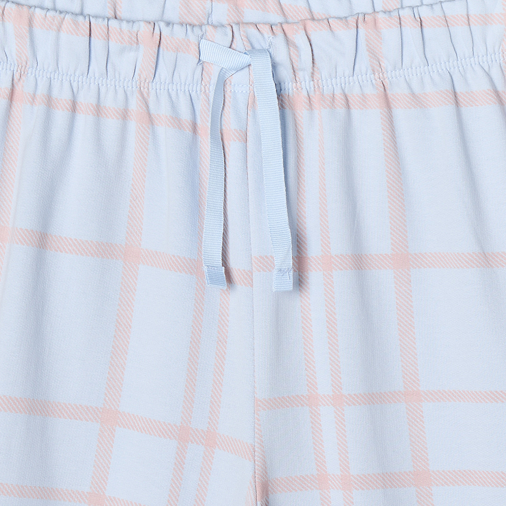 CapyFun Crew Neck Long Sleeves Sweatshirt and Trousers Set with Checks-girls-clothing-nightwear-image-6
