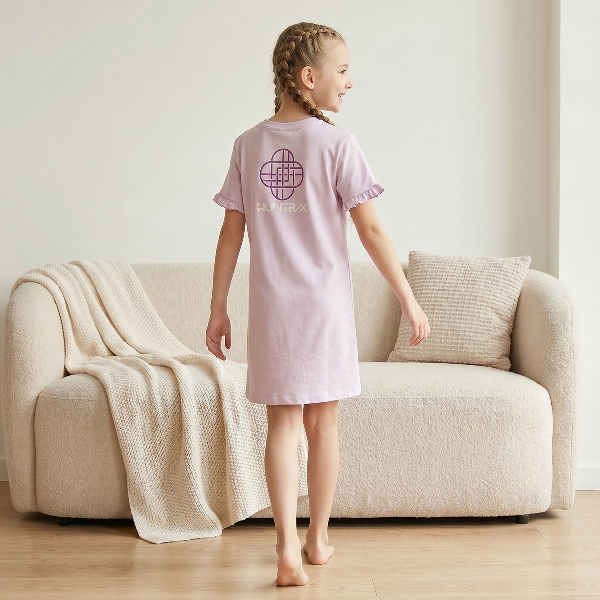 Netflix Cotton Round Neck Short Sleeves Sleepshirt with KPop Demon Hunters Print-girls-clothing-nightwear-image-2