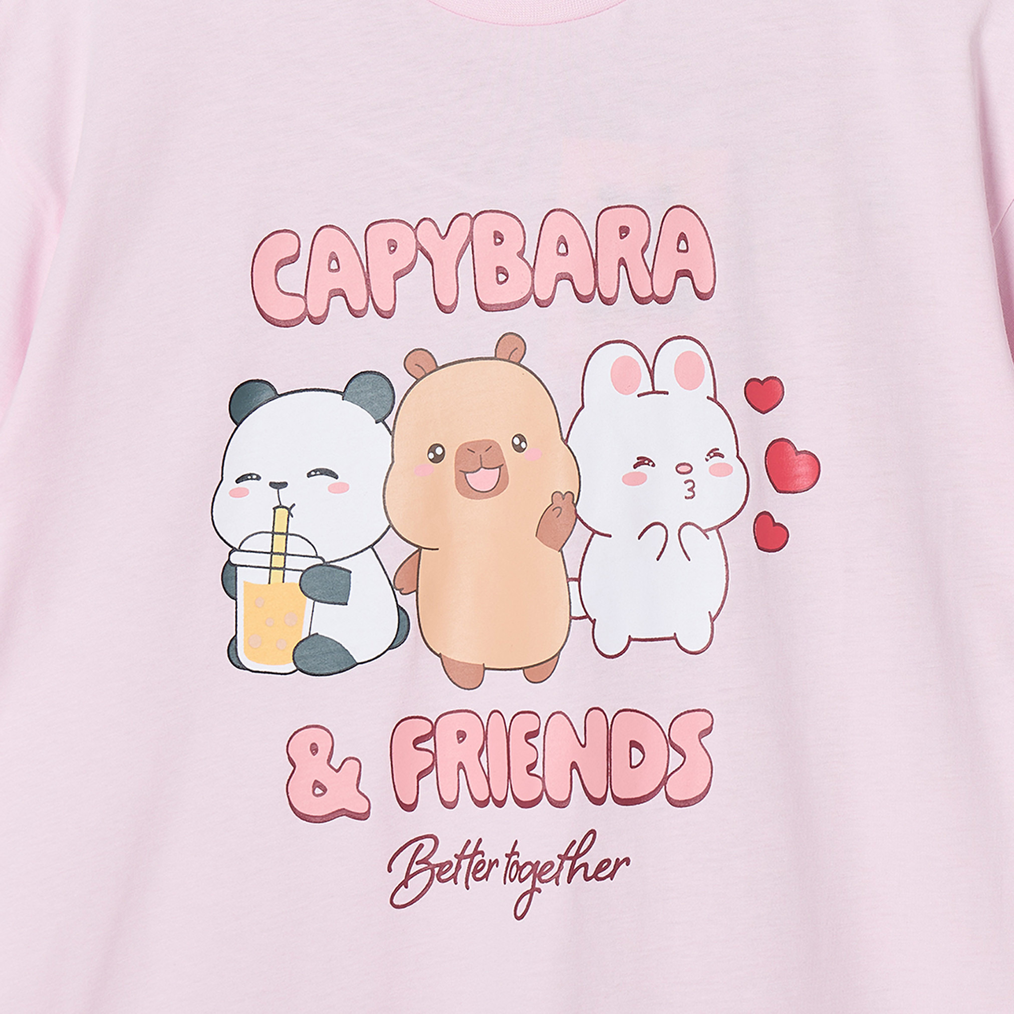 CapyFun Cotton Crew Neck Short Sleeves Night Dress with Capybara Print-girls-clothing-nightwear-image-7
