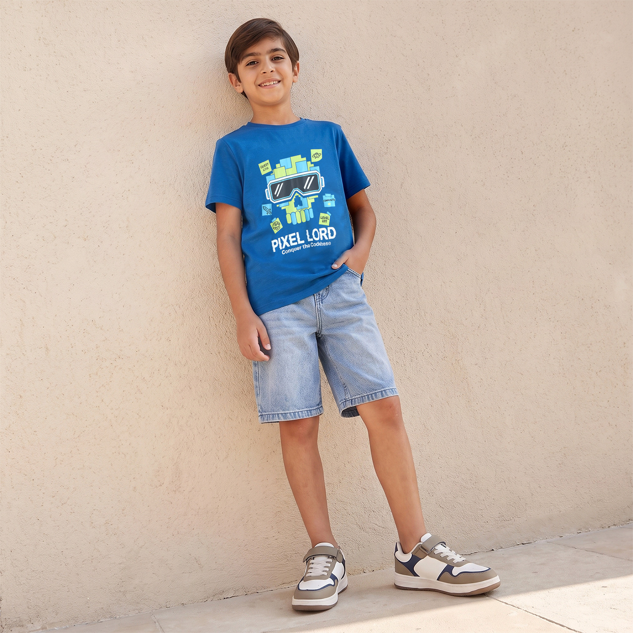 تيشيرت بياقة ضيقة وأكمام قصيرة وطبعات من جونيورز-boys-clothing-tshirtsandpolos-image-5