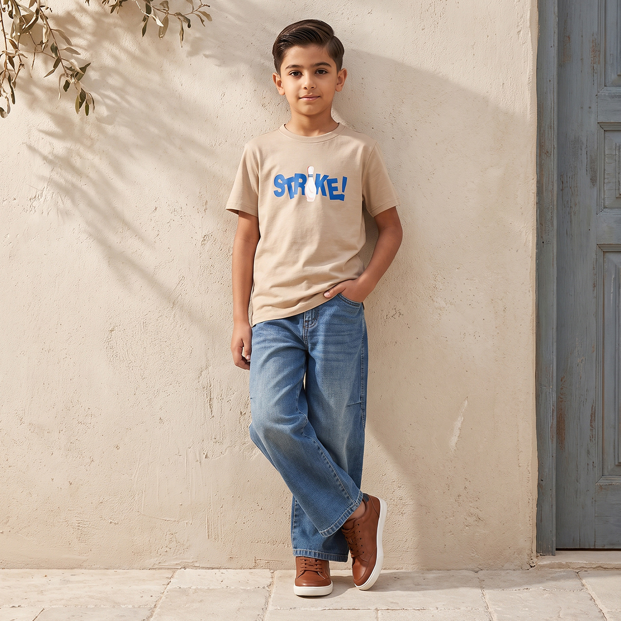 Juniors Crew Neck Short Sleeves T-shirt with Graphic Print-boys-clothing-tshirtsandpolos-image-2
