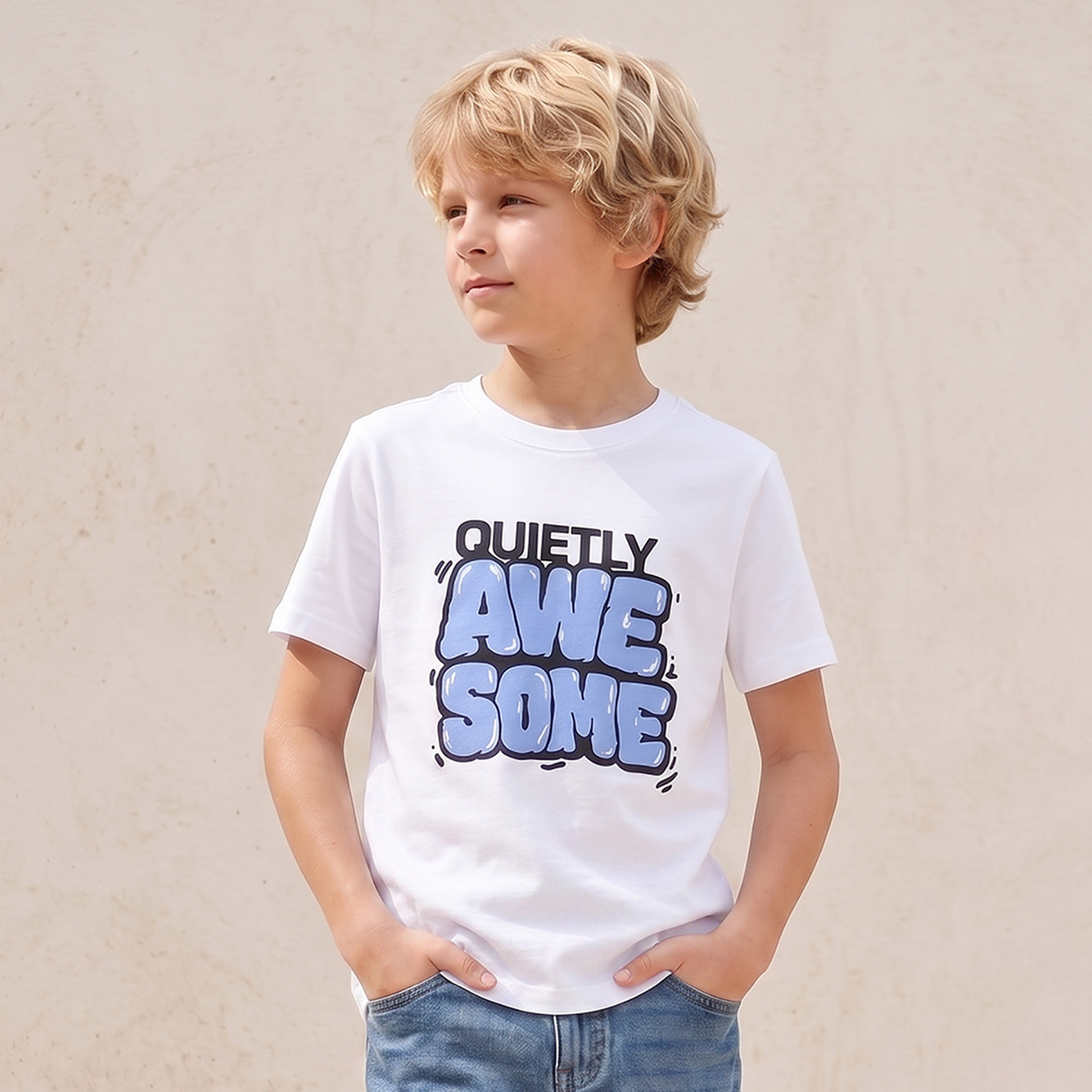 تيشيرت بياقة ضيقة وأكمام قصيرة وطبعات من جونيورز-boys-clothing-tshirtsandpolos-image-1