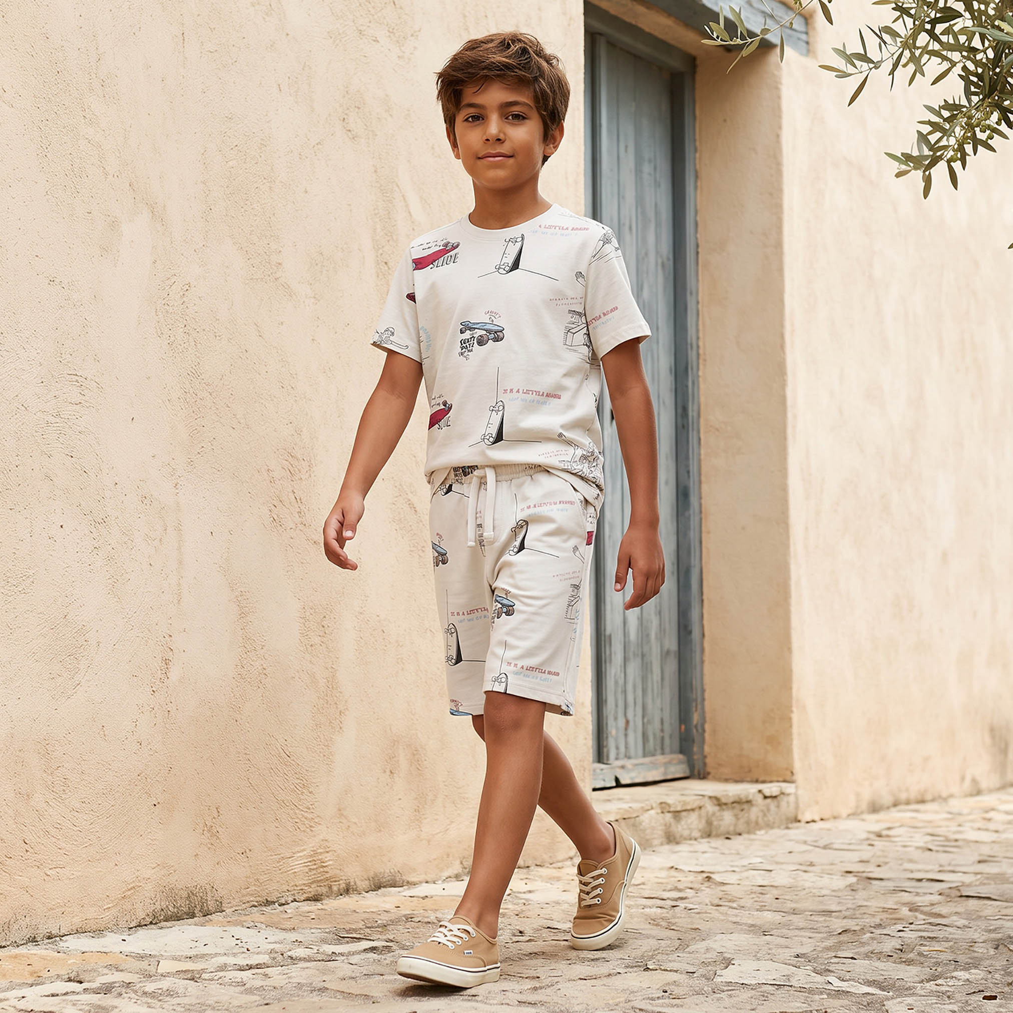 تيشيرت بياقة ضيقة وأكمام قصيرة وطبعات من جونيورز-boys-clothing-tshirtsandpolos-image-2