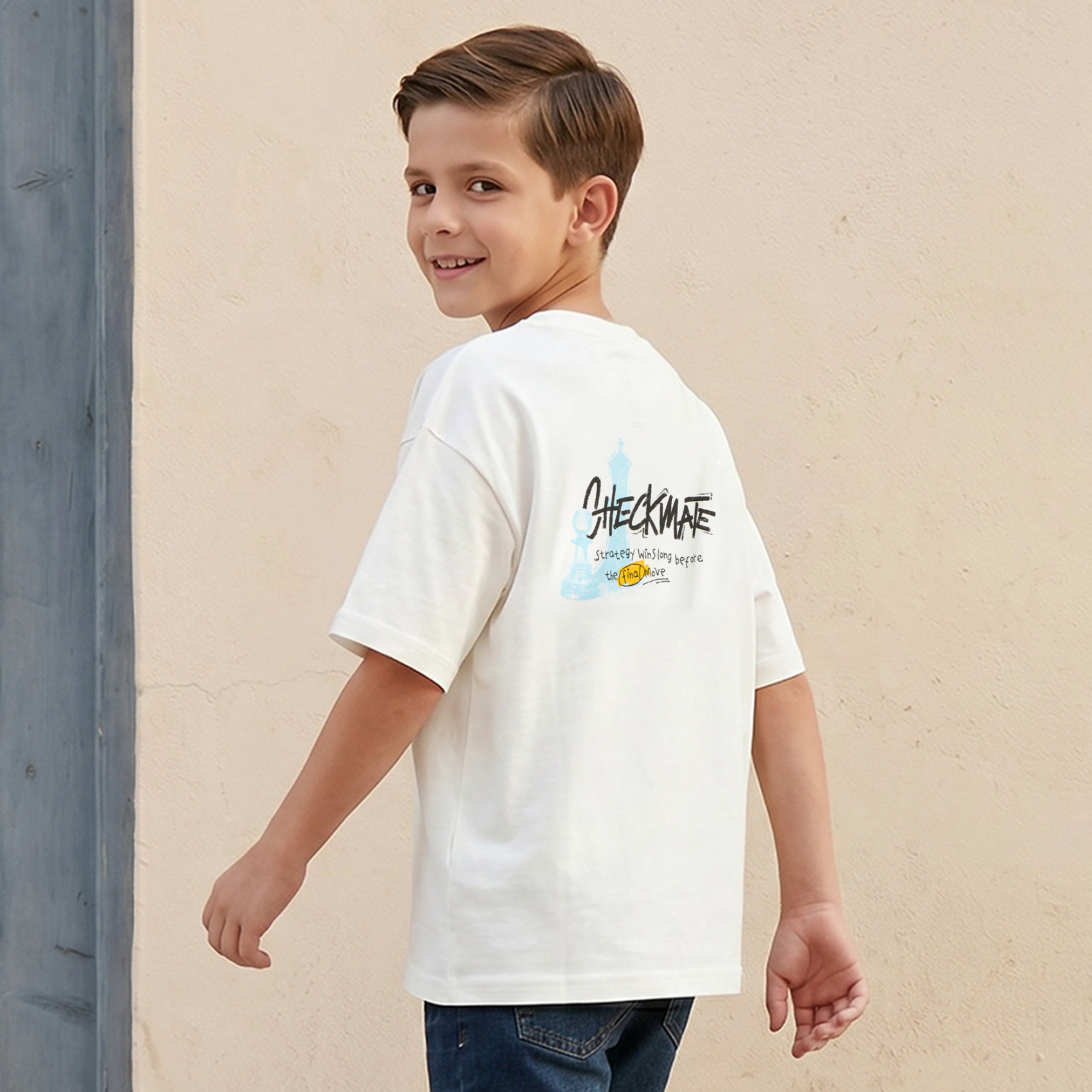 Juniors Crew Neck Short Sleeves T-shirt with Chess Print-boys-clothing-tshirtsandpolos-image-3