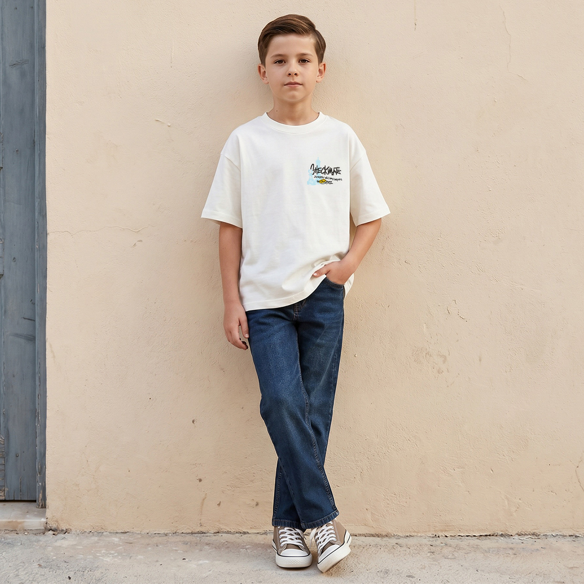 Juniors Crew Neck Short Sleeves T-shirt with Chess Print-boys-clothing-tshirtsandpolos-image-2