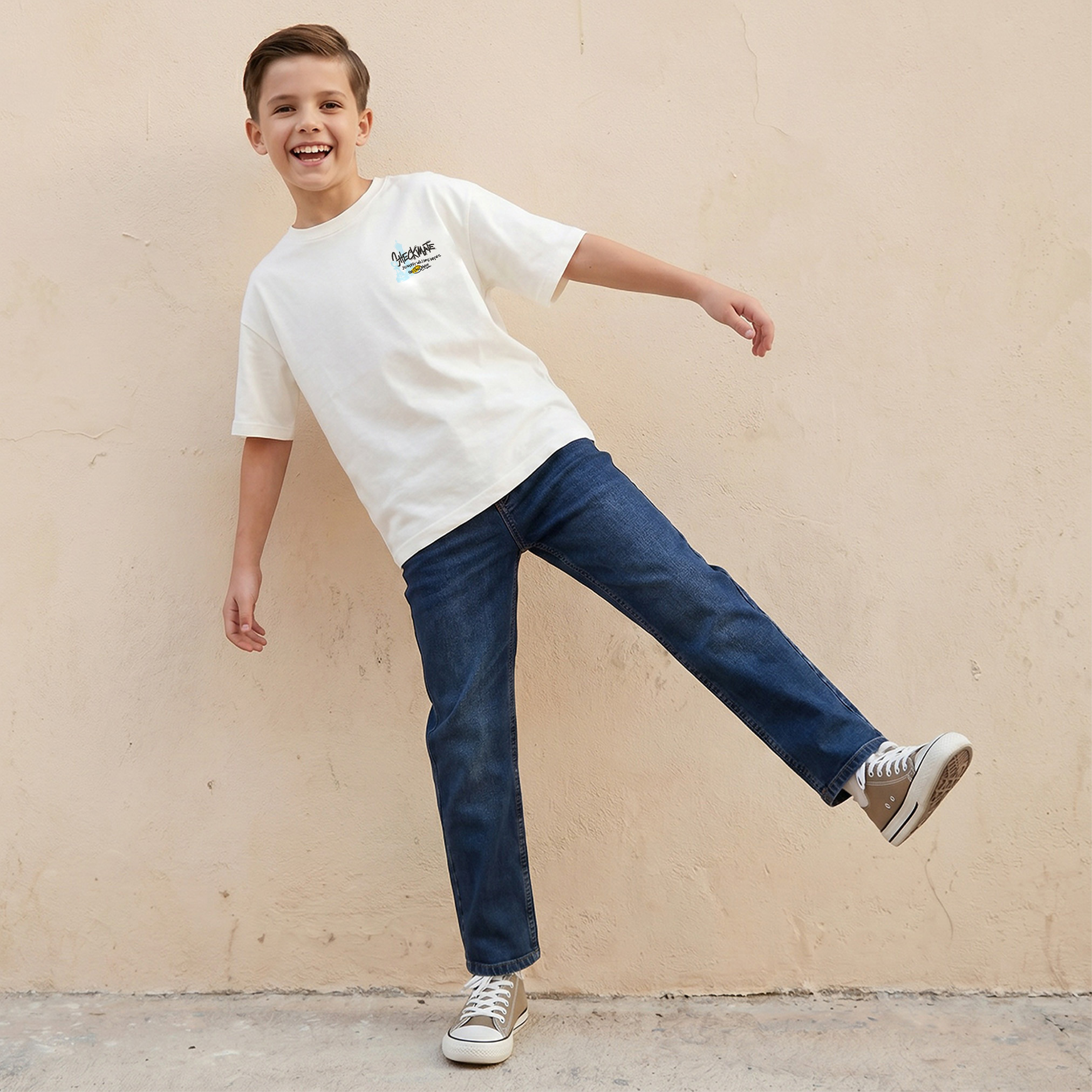 Juniors Crew Neck Short Sleeves T-shirt with Chess Print-boys-clothing-tshirtsandpolos-image-5