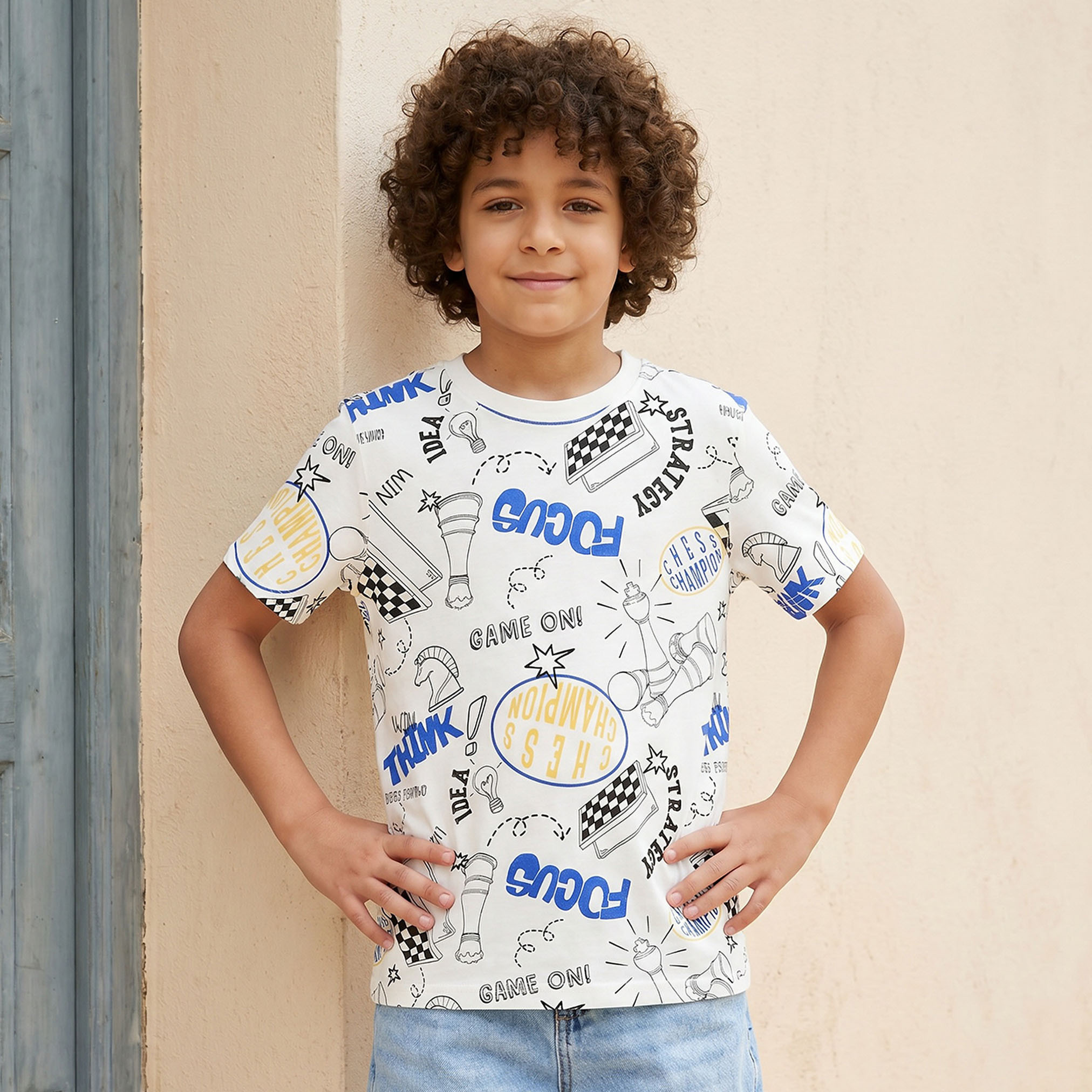 Juniors Crew Neck Short Sleeves T-shirt with Graffiti Print-boys-clothing-tshirtsandpolos-image-1