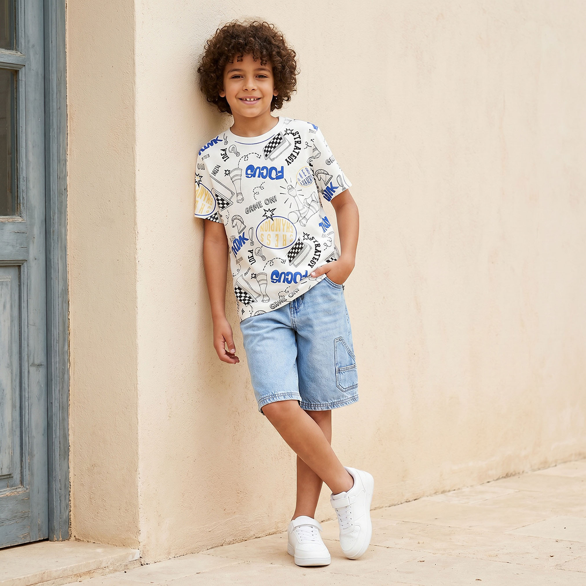 Juniors Crew Neck Short Sleeves T-shirt with Graffiti Print-boys-clothing-tshirtsandpolos-image-2